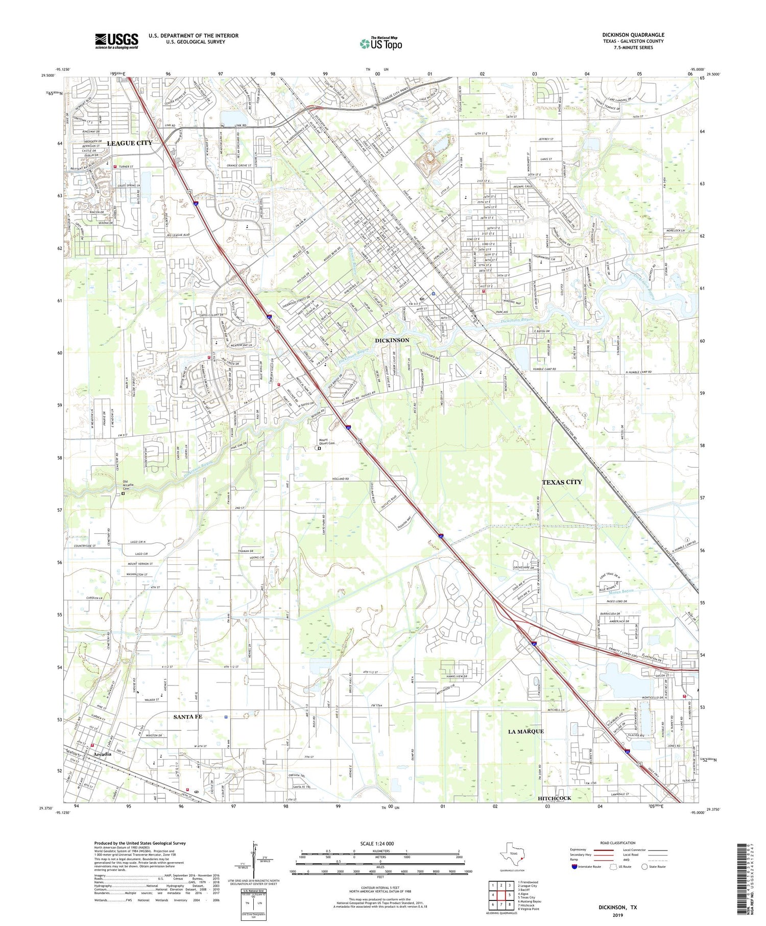 Dickinson Texas US Topo Map Image