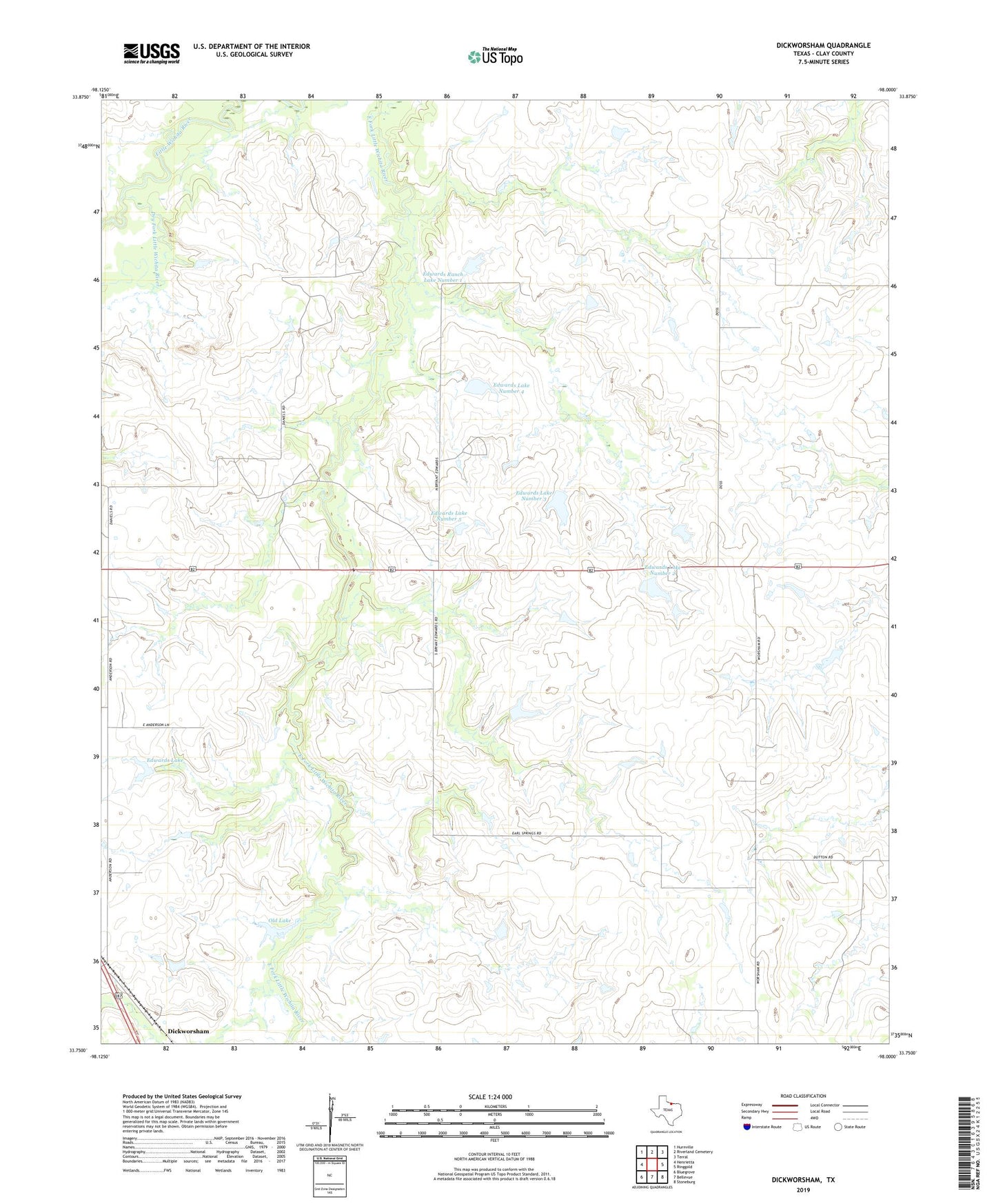 Dickworsham Texas US Topo Map Image