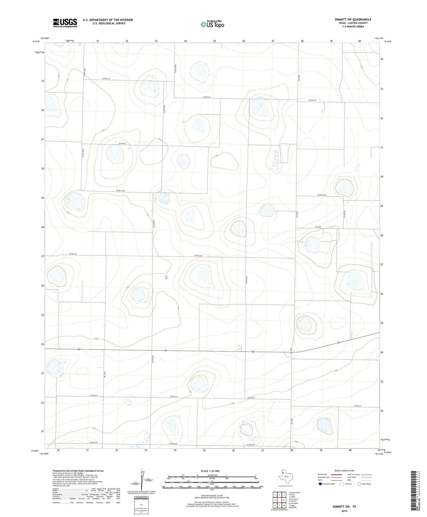 Dimmitt SW Texas US Topo Map Image