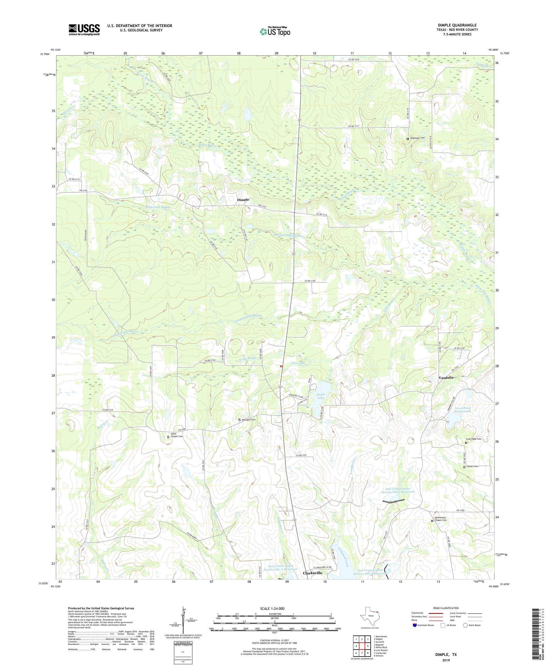 Dimple Texas US Topo Map – MyTopo Map Store