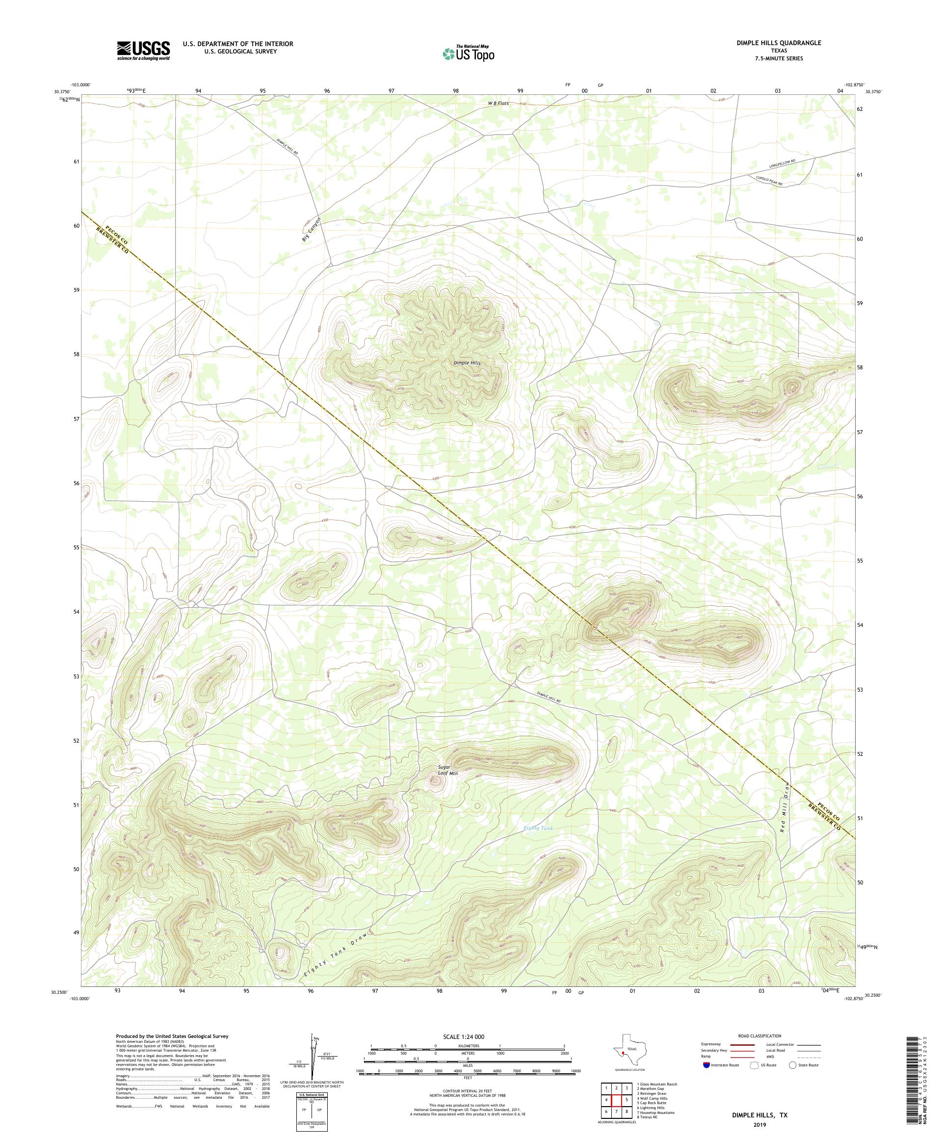 Dimple Hills Texas US Topo Map – MyTopo Map Store