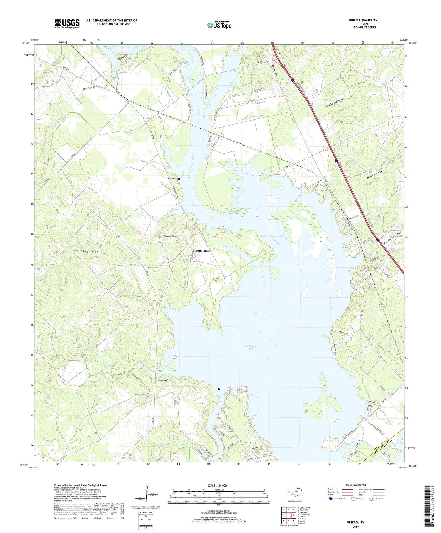 Dinero Texas US Topo Map Image