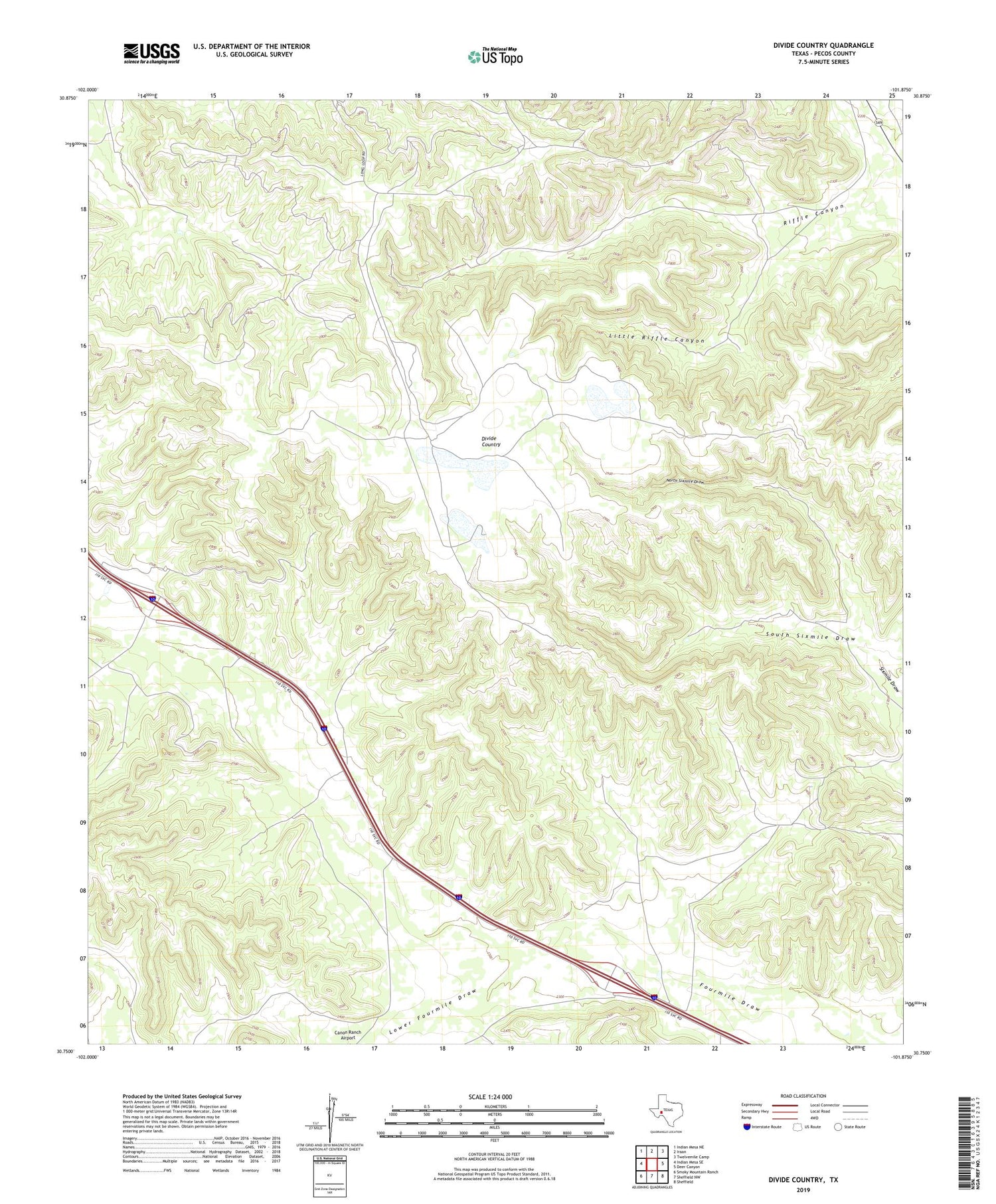 Divide Country Texas US Topo Map Image