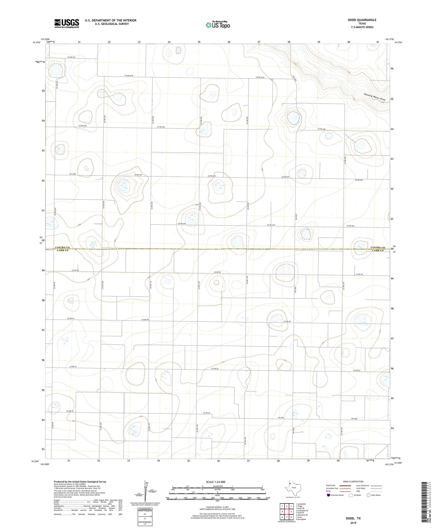 Dodd Texas US Topo Map Image