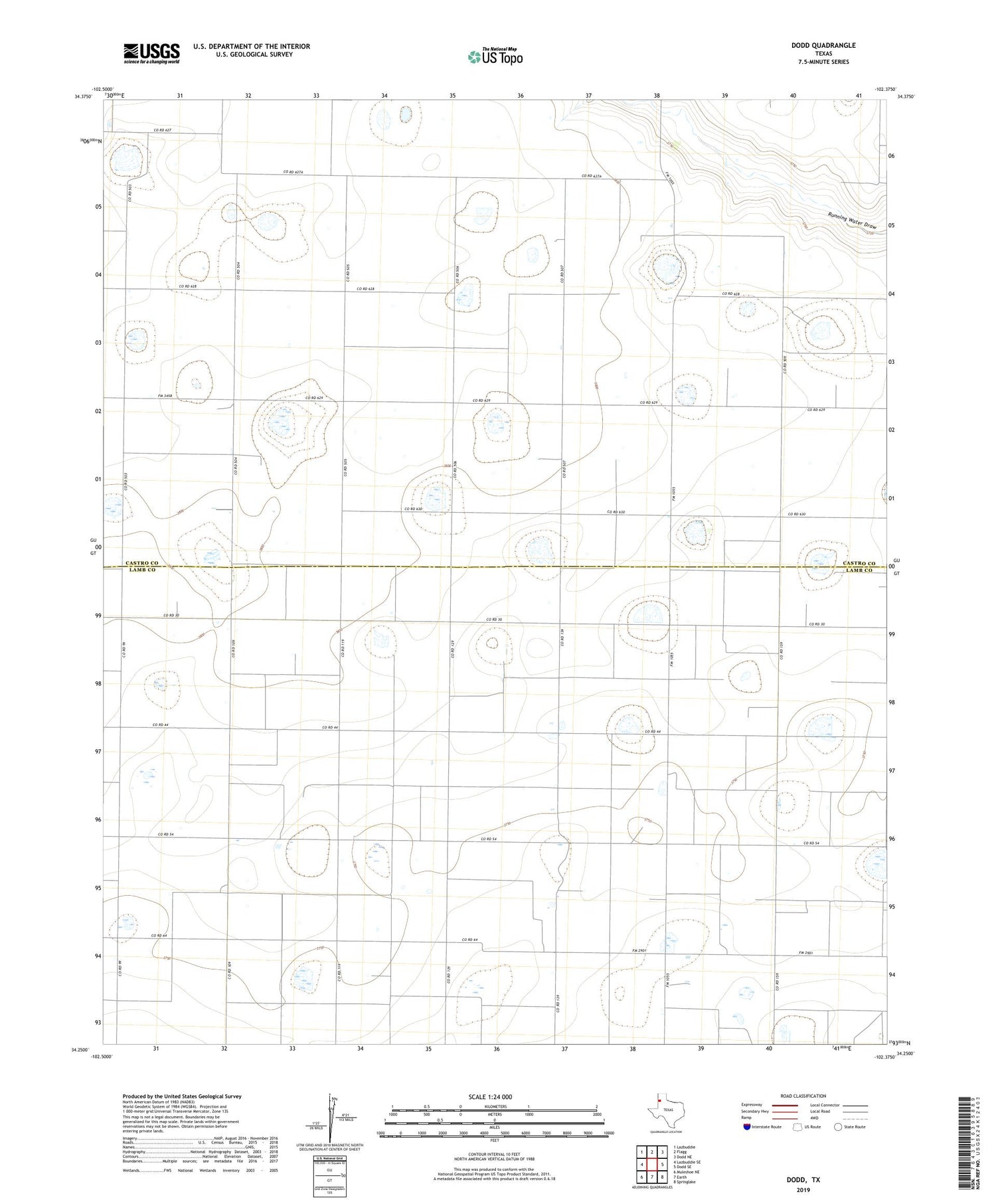 Dodd Texas US Topo Map Image