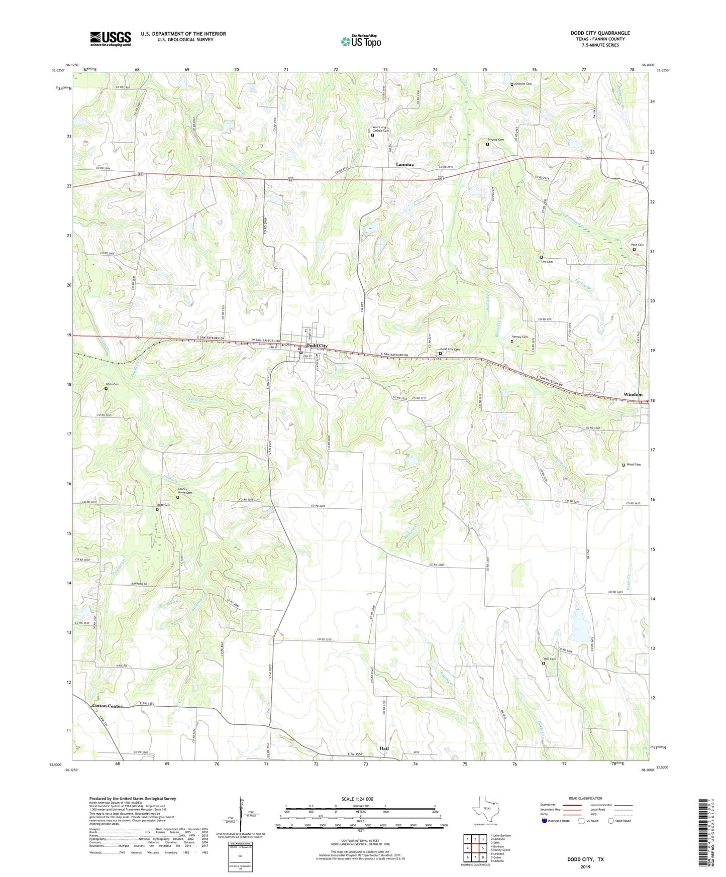 Dodd City Texas US Topo Map Image