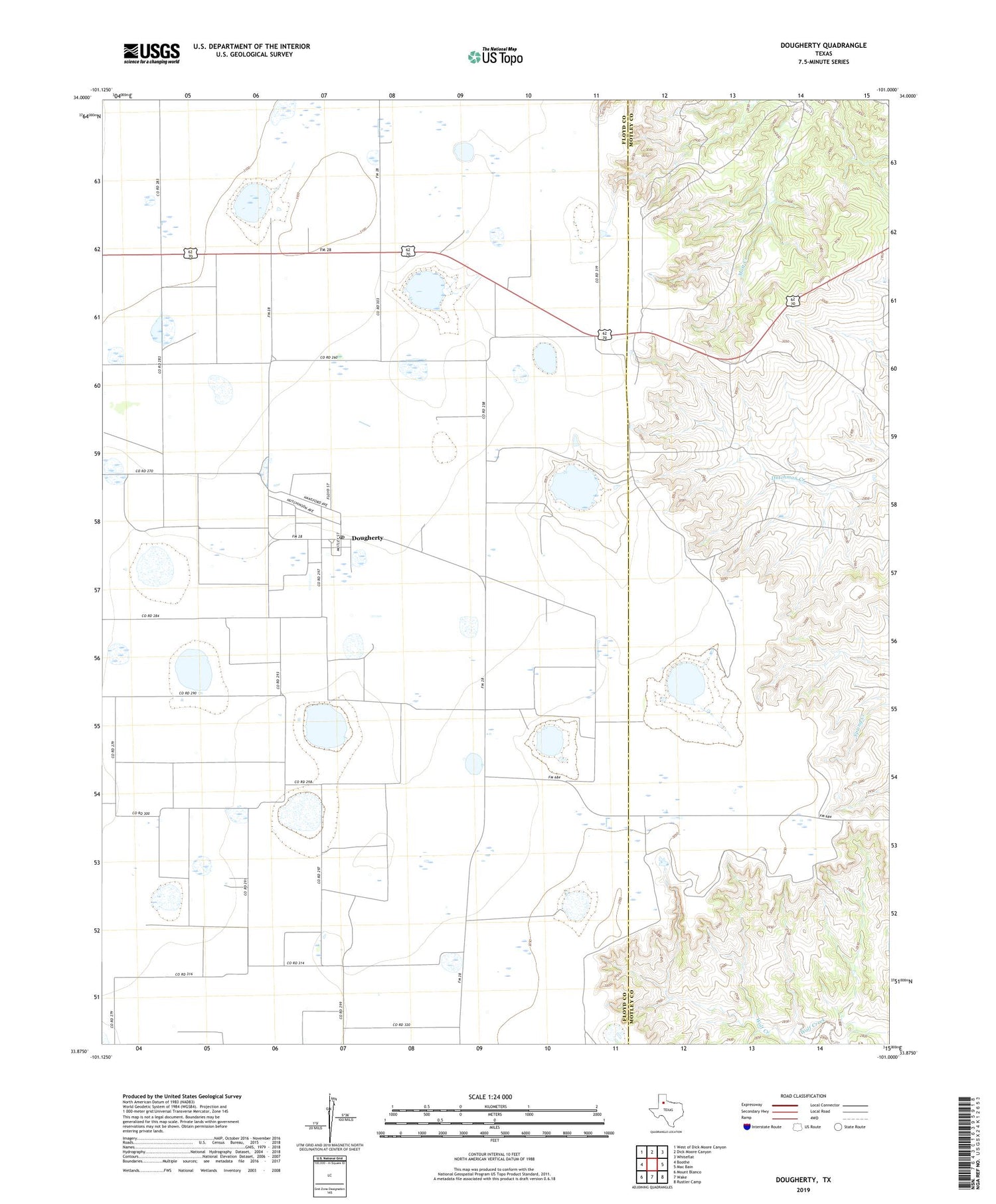 Dougherty Texas US Topo Map Image