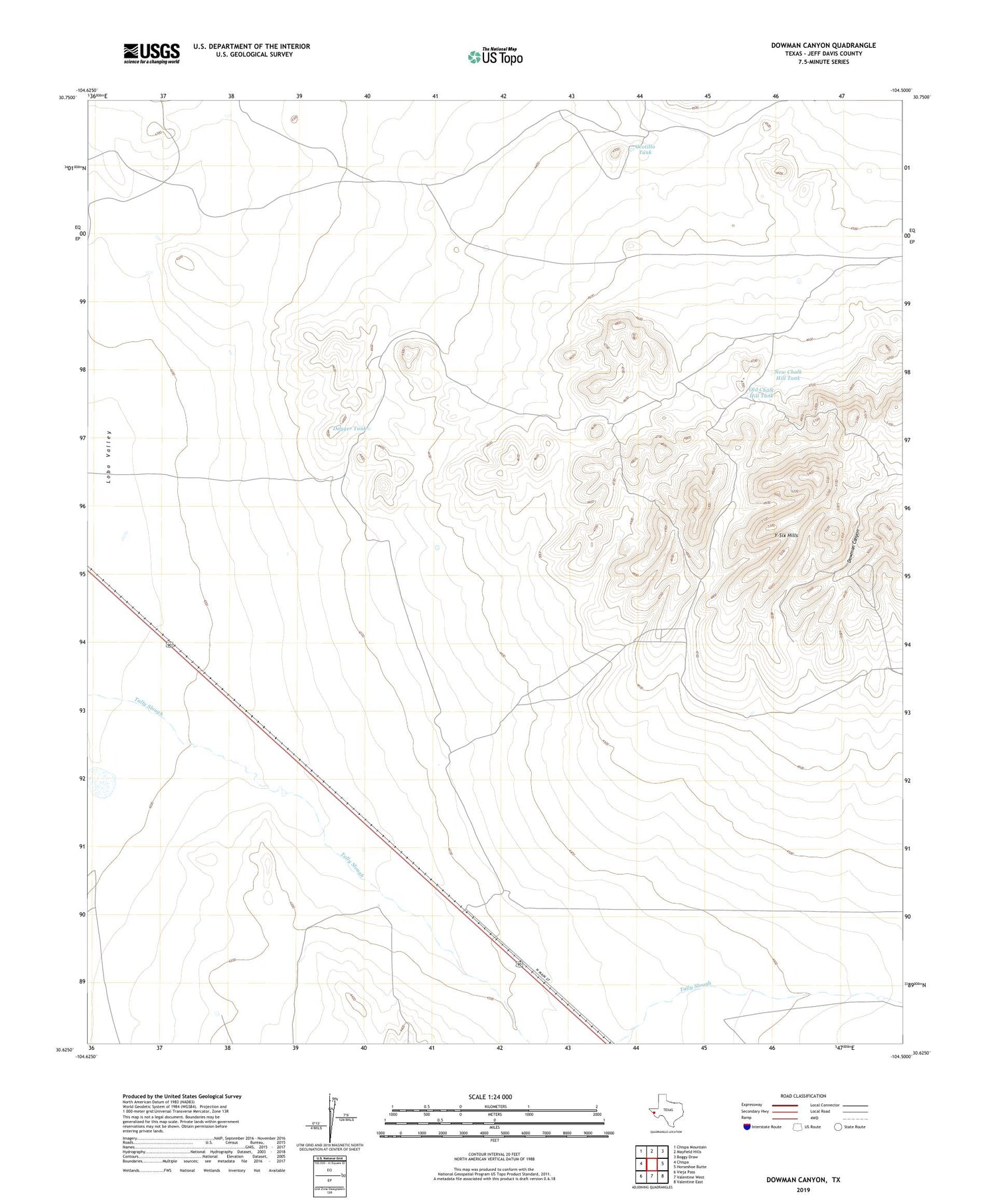 Dowman Canyon Texas US Topo Map Image