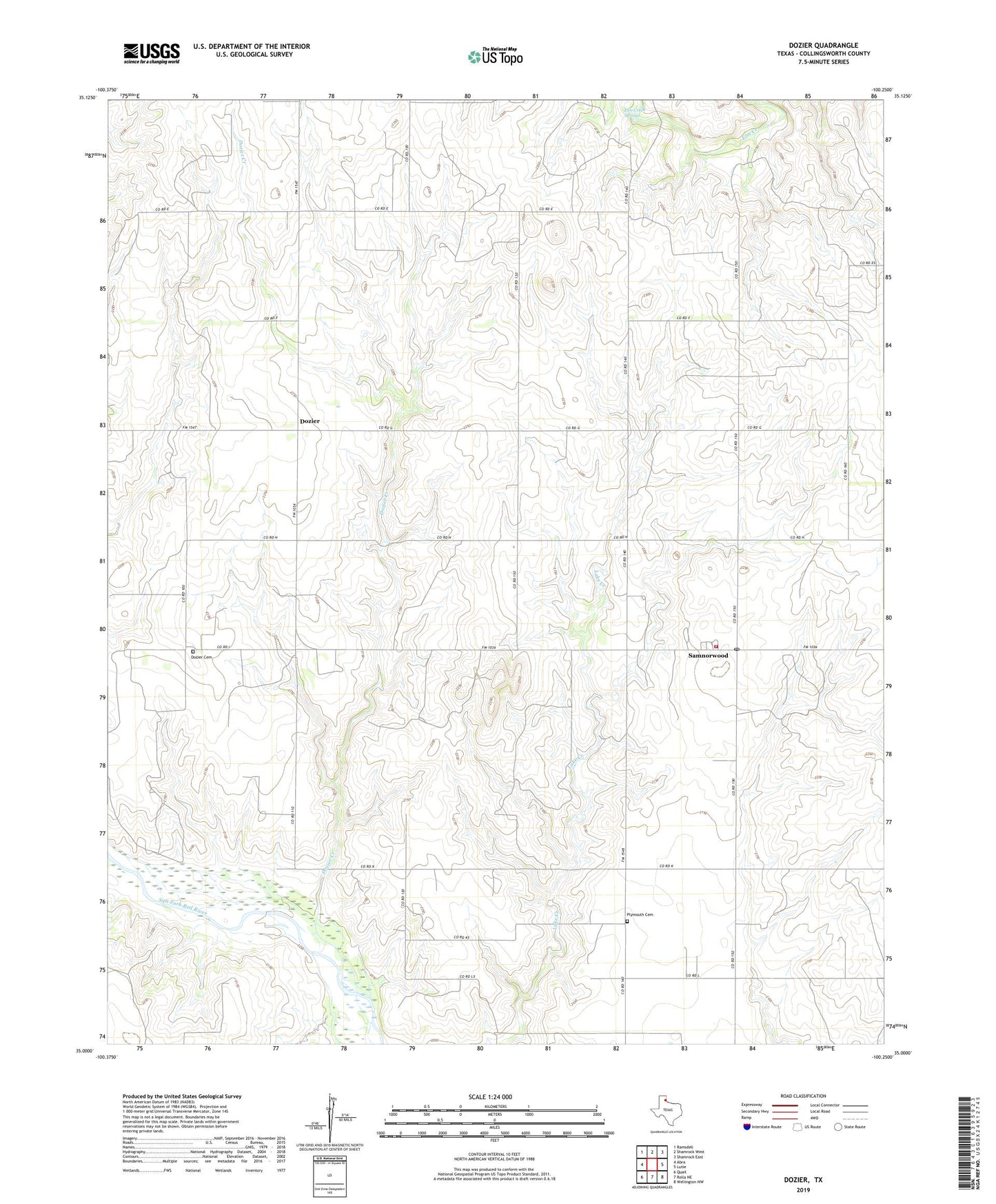 Dozier Texas US Topo Map Image