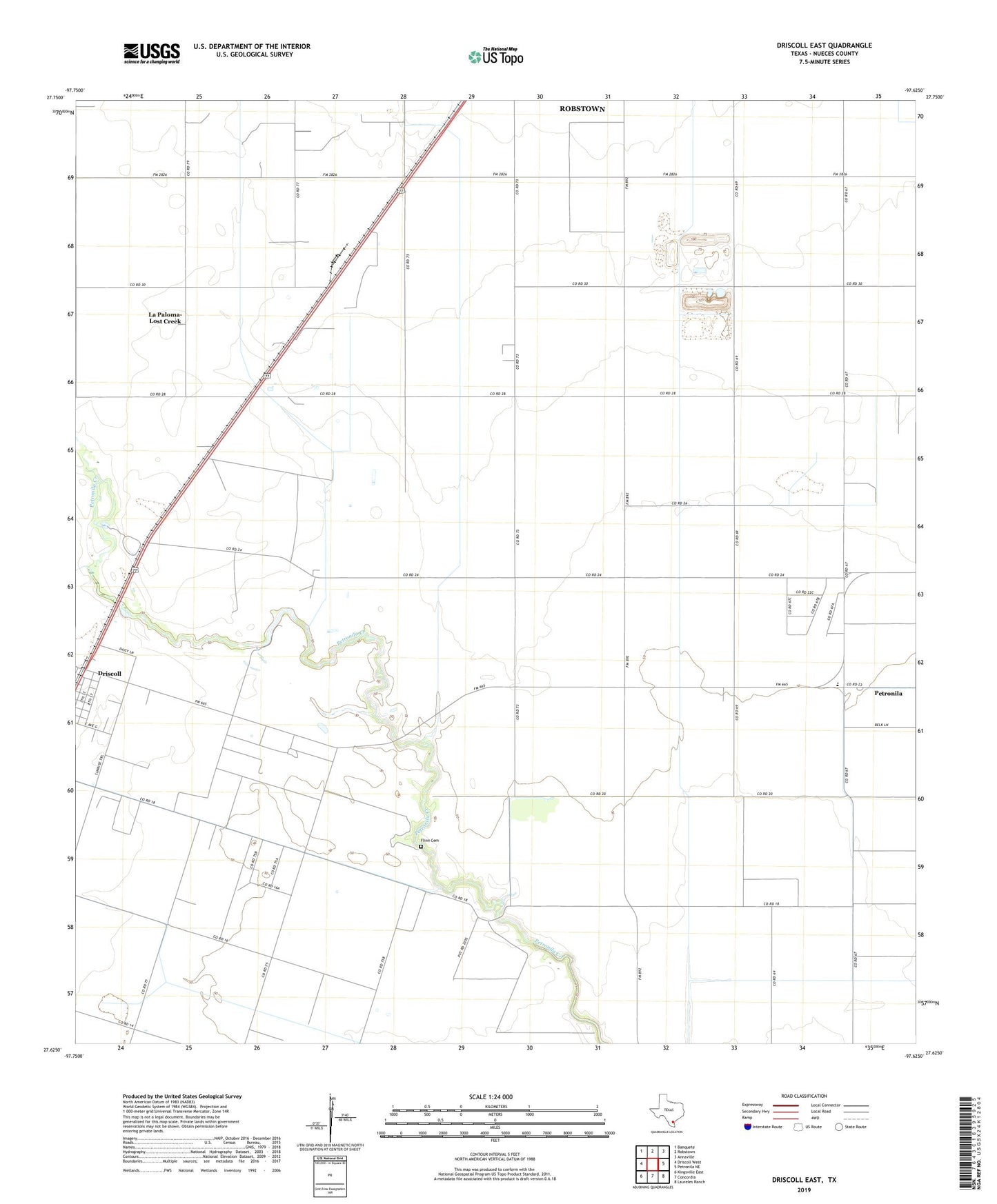 Driscoll East Texas US Topo Map Image