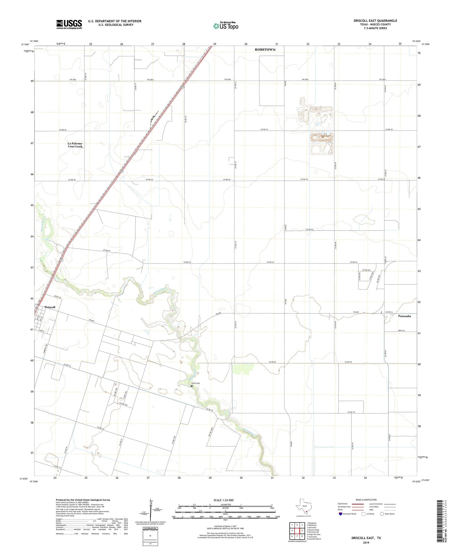 Driscoll East Texas US Topo Map Image