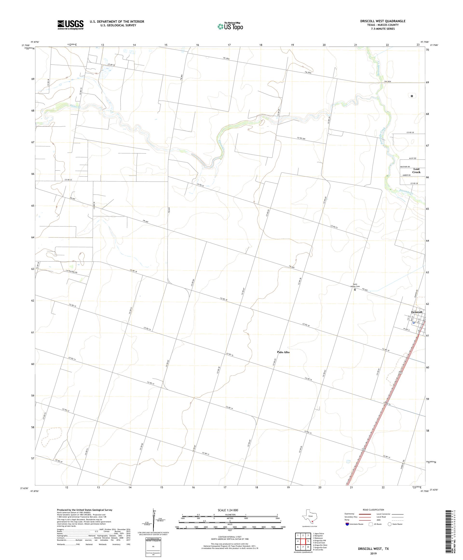 Driscoll West Texas US Topo Map – MyTopo Map Store