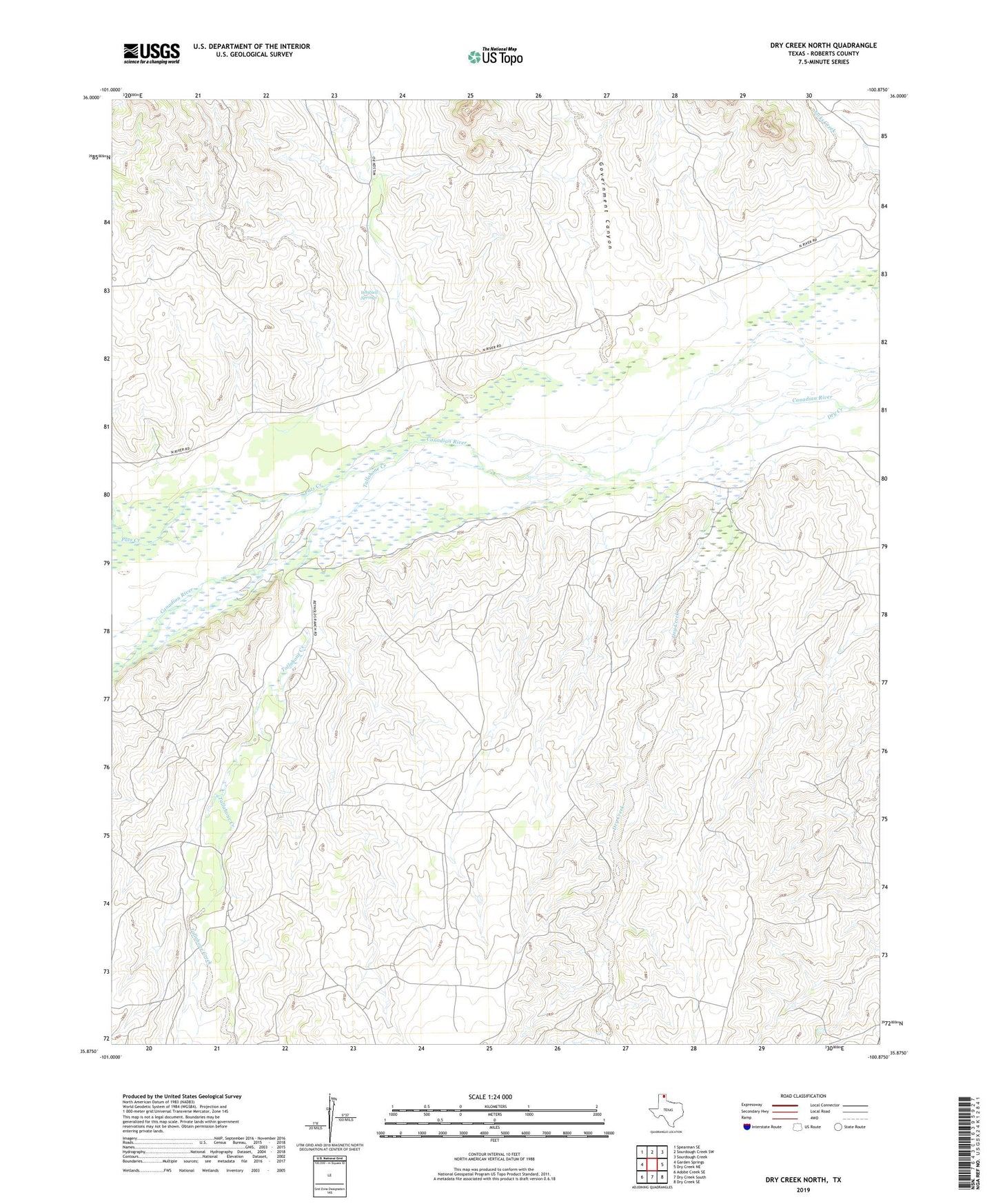 Dry Creek North Texas US Topo Map Image