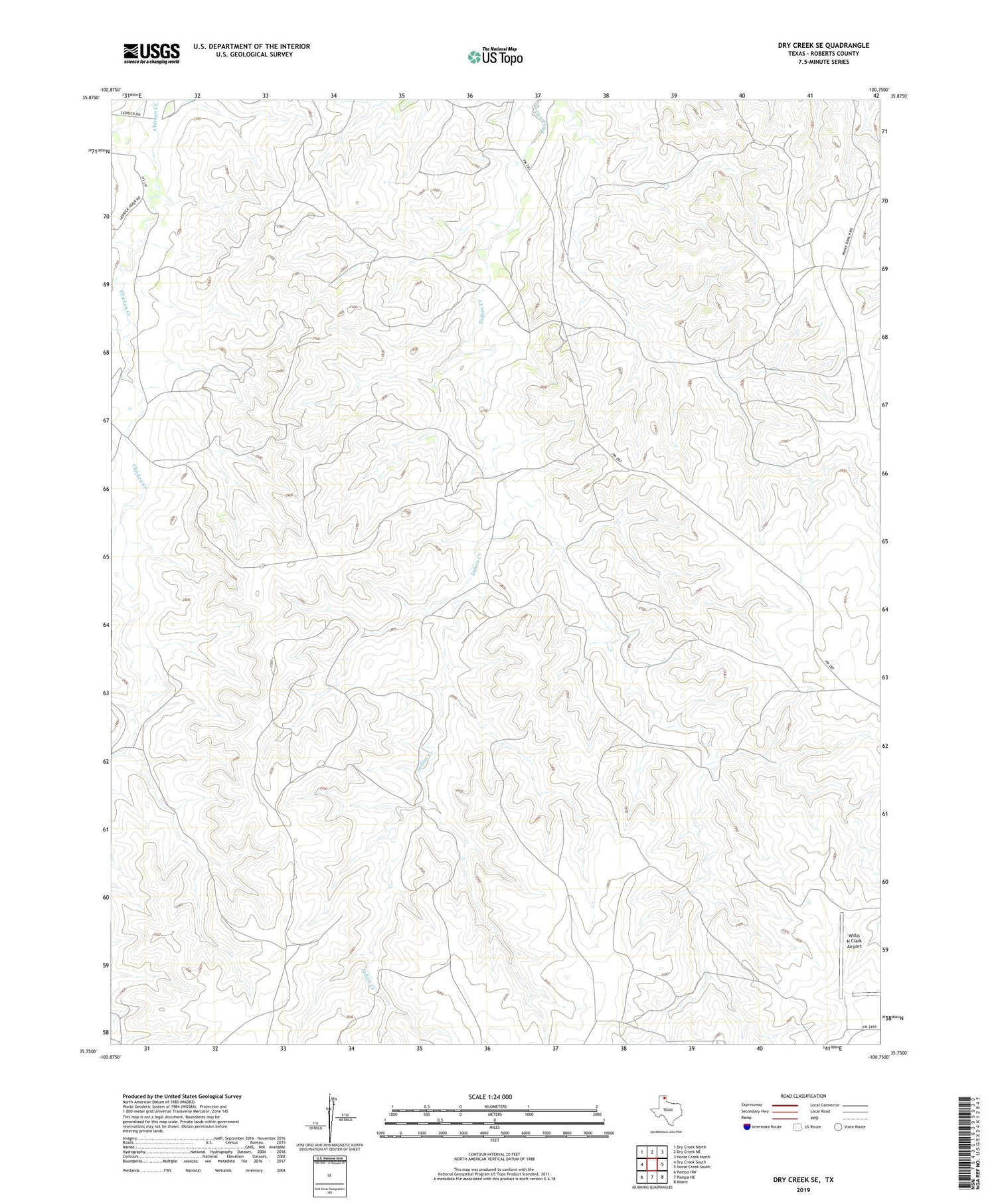 Dry Creek SE Texas US Topo Map Image