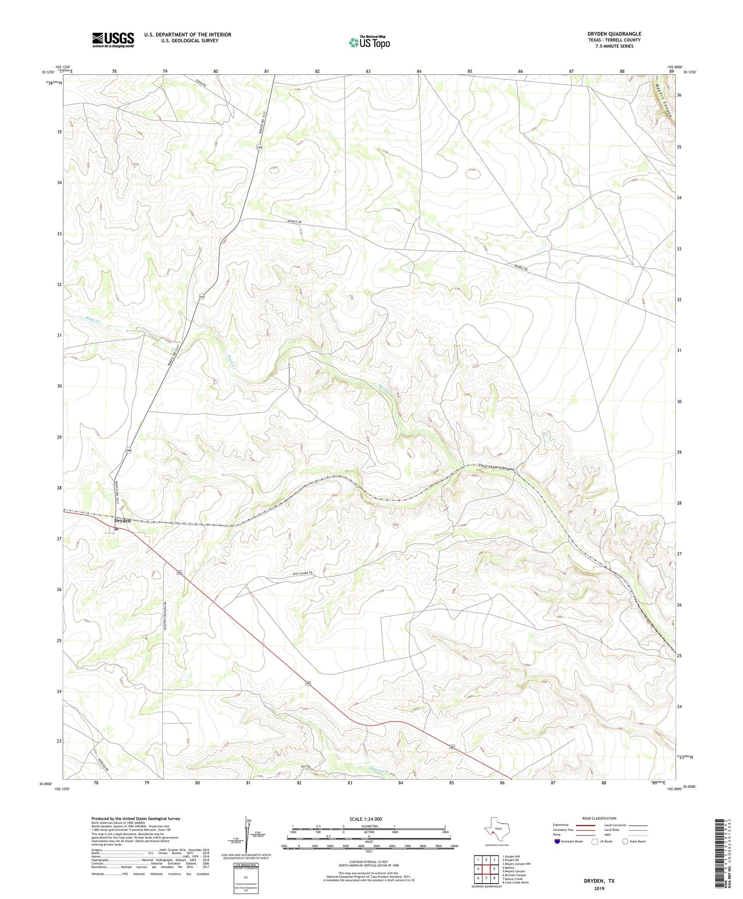 Dryden Texas US Topo Map Image