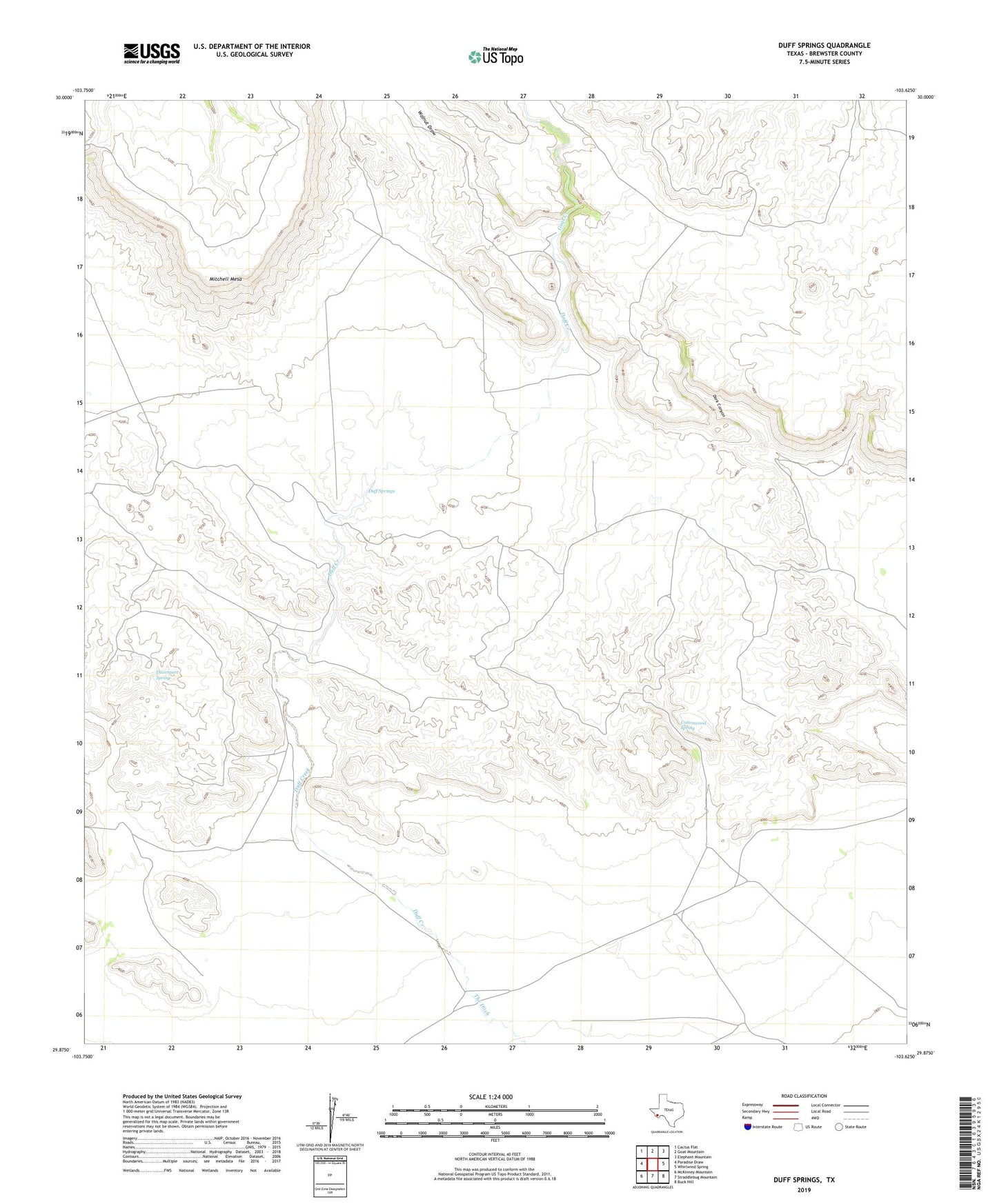 Duff Springs Texas US Topo Map Image