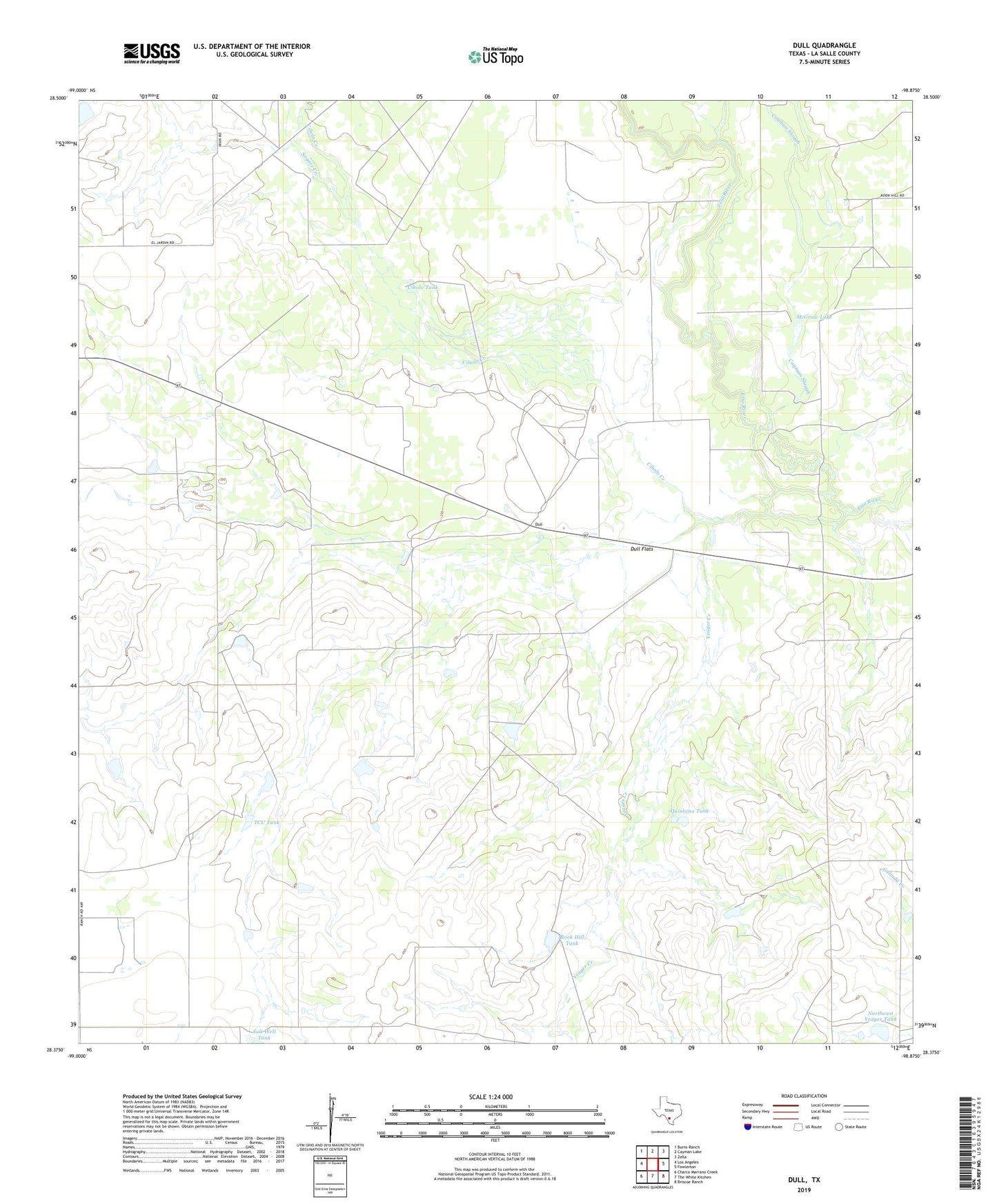 Dull Texas US Topo Map Image