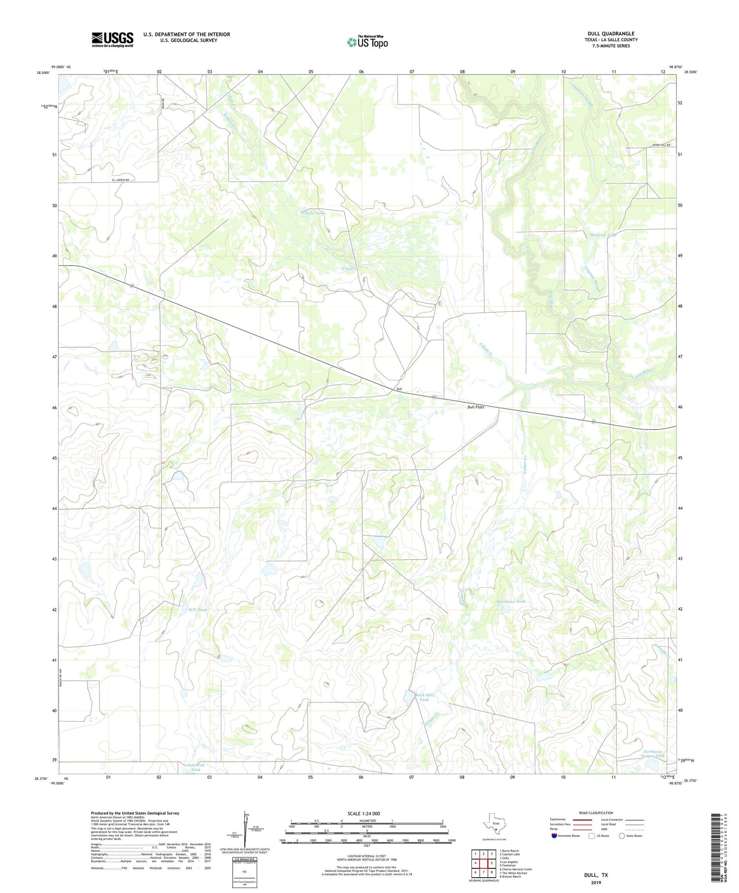 Dull Texas US Topo Map Image