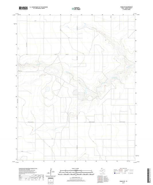 Dumas NE Texas US Topo Map Image