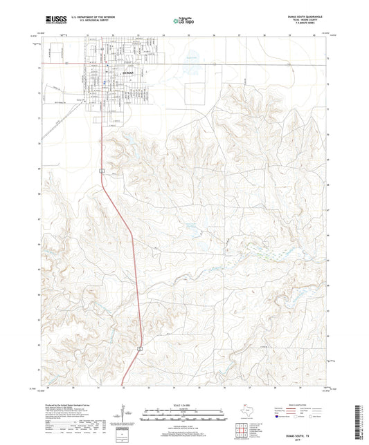 Dumas South Texas US Topo Map Image