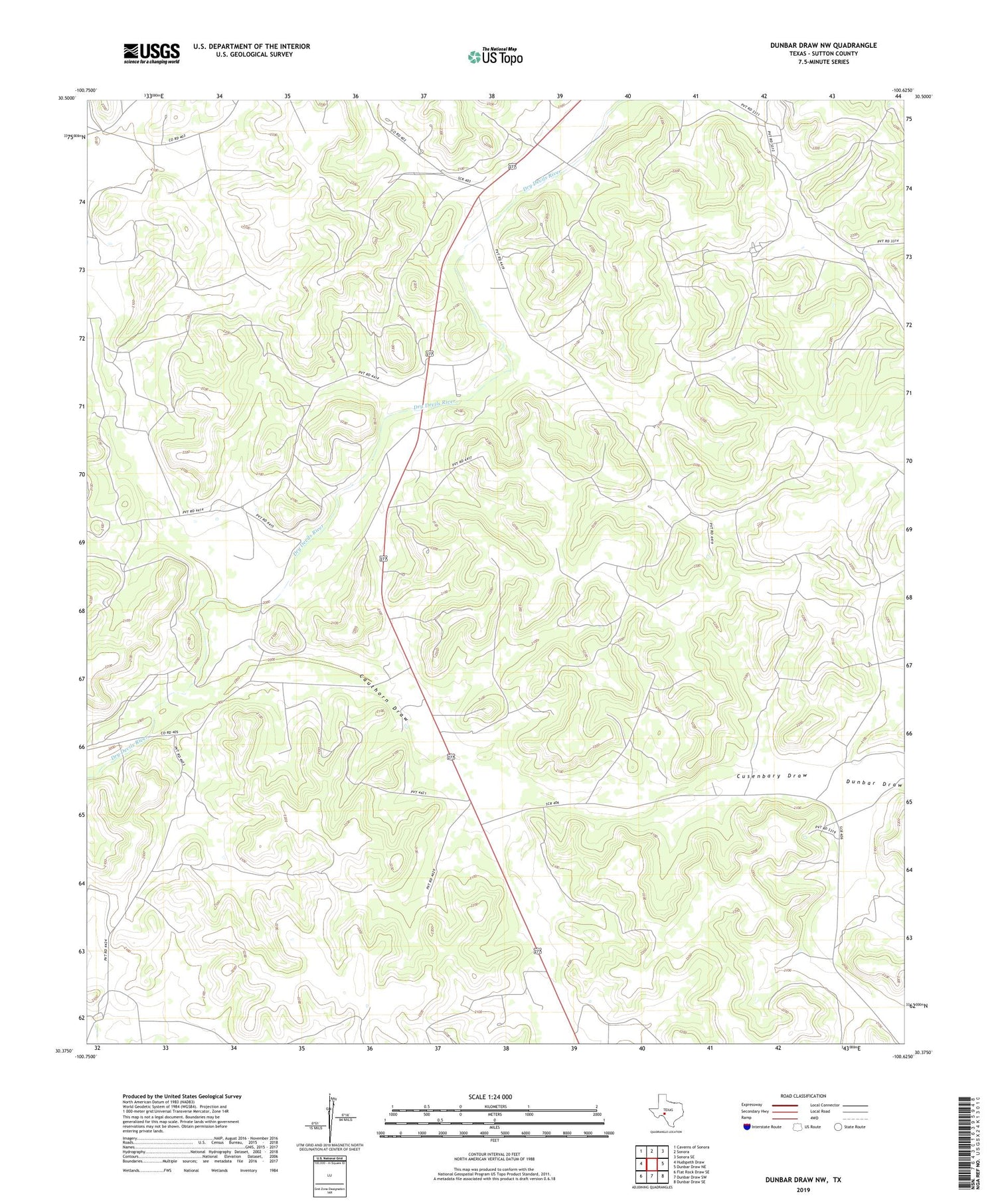 Dunbar Draw NW Texas US Topo Map Image