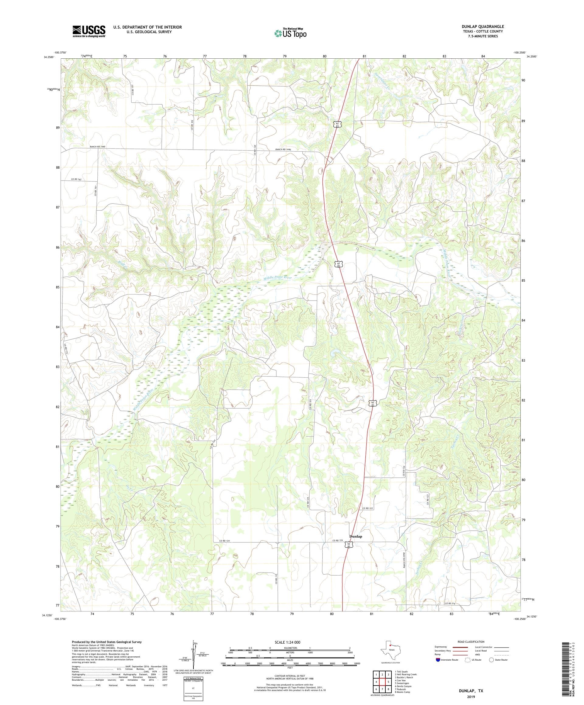 Dunlap Texas US Topo Map – MyTopo Map Store