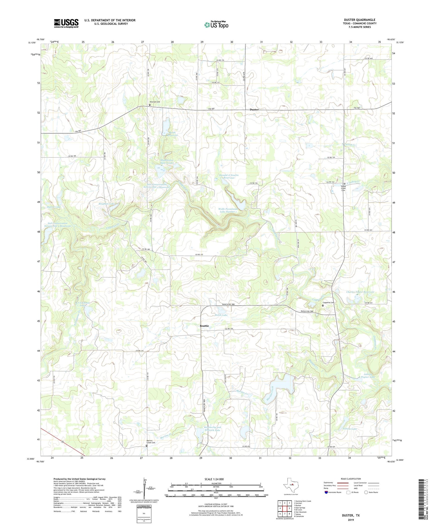 Duster Texas US Topo Map Image