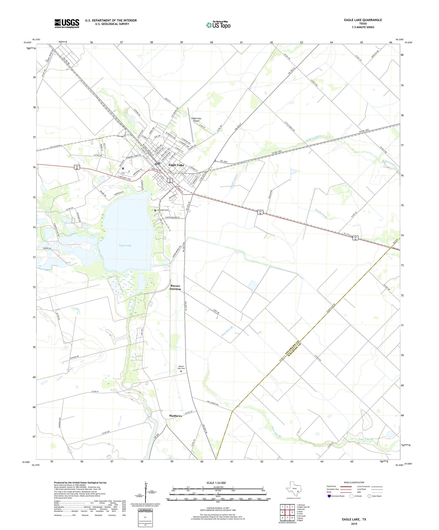 Eagle Lake Texas US Topo Map Image