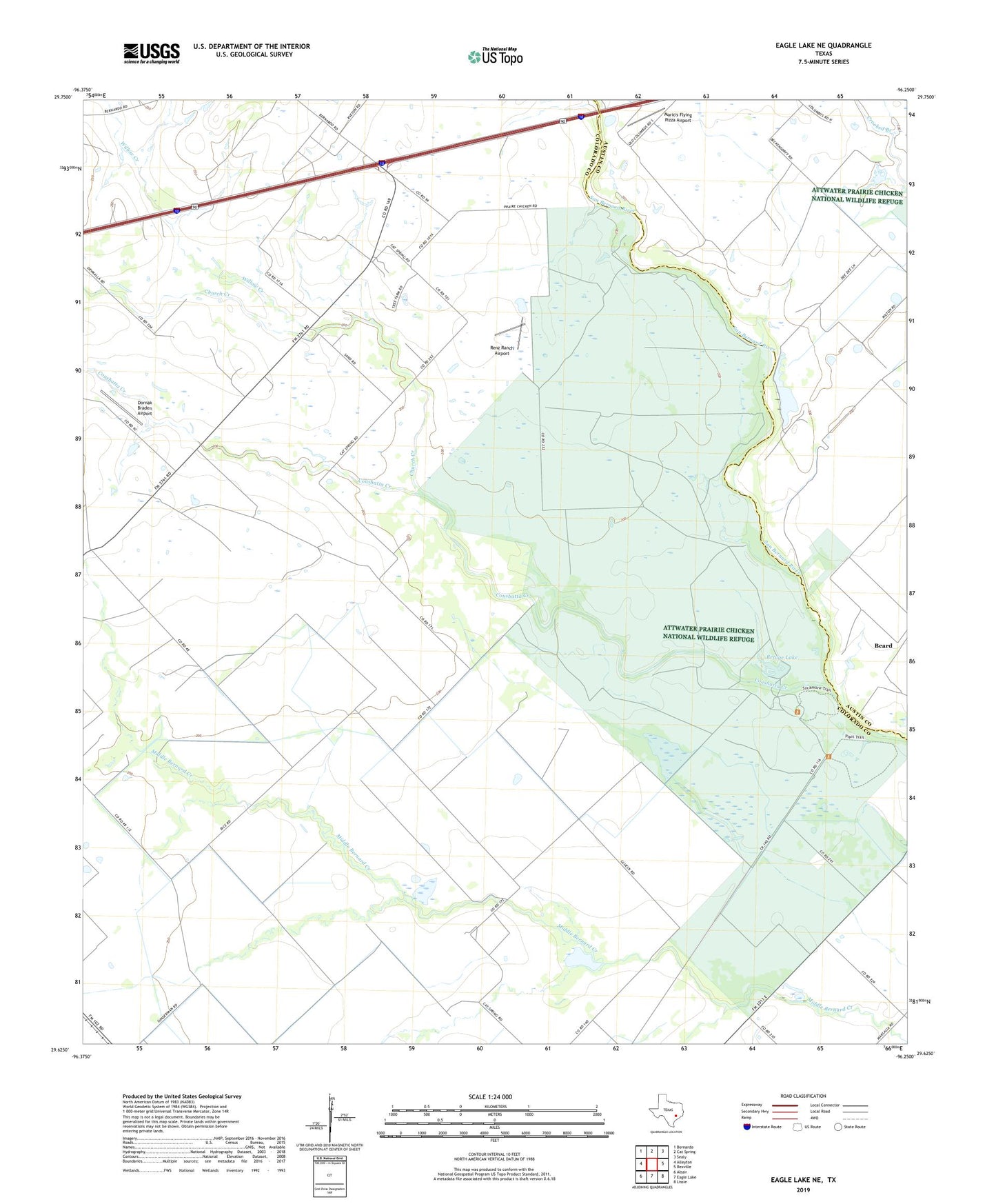 Eagle Lake NE Texas US Topo Map Image