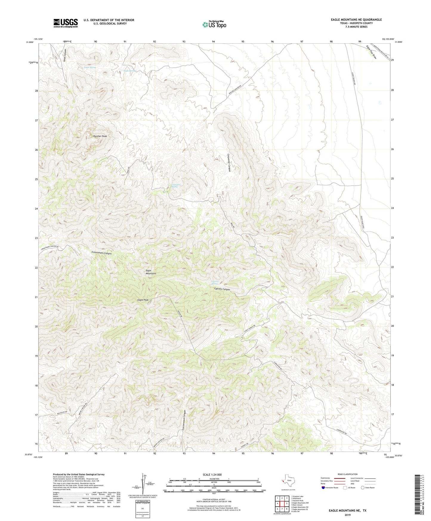 Eagle Mountains NE Texas US Topo Map Image