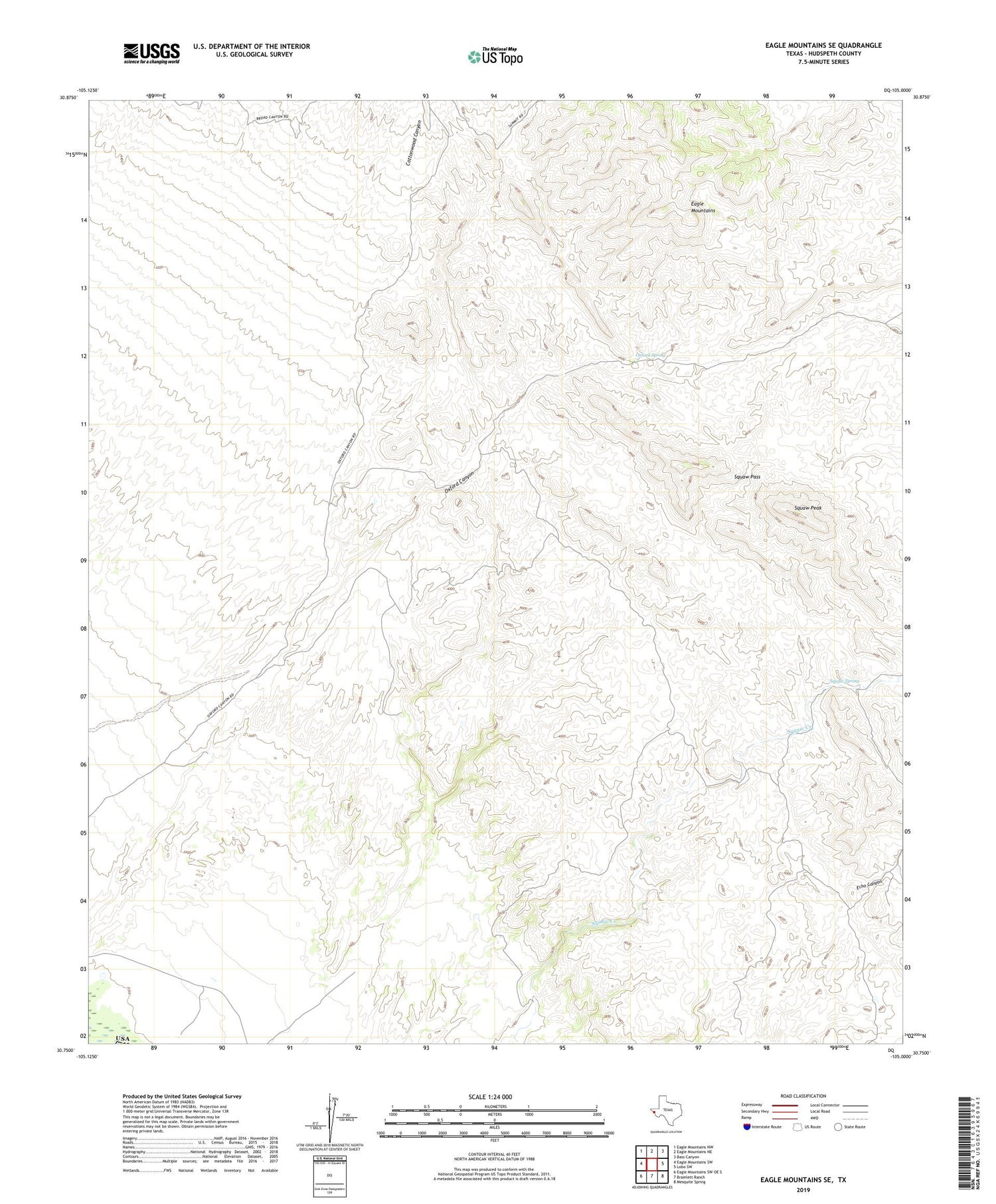Eagle Mountains SE Texas US Topo Map Image