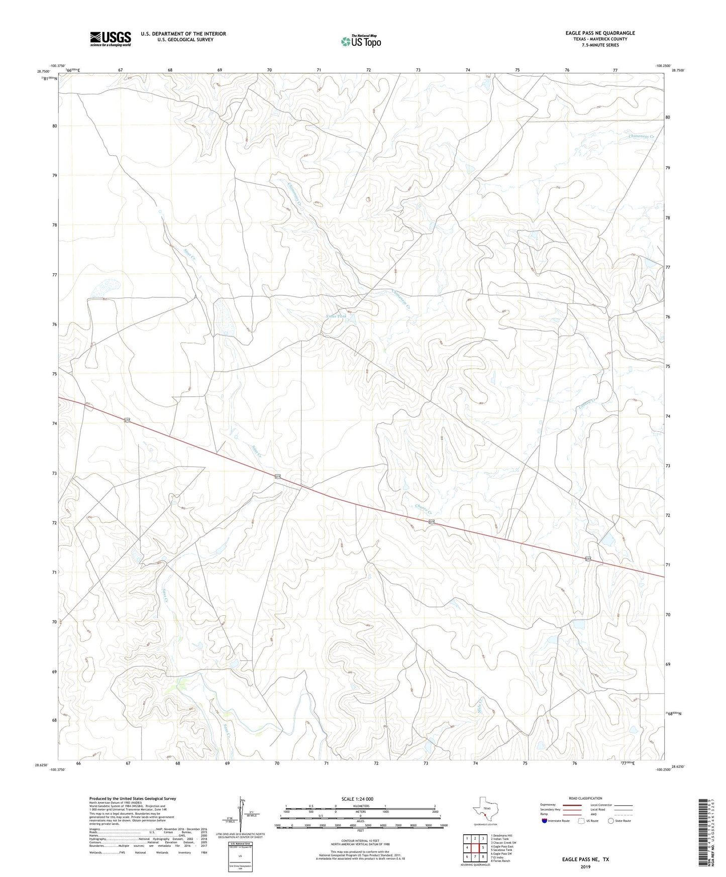 Eagle Pass NE Texas US Topo Map Image