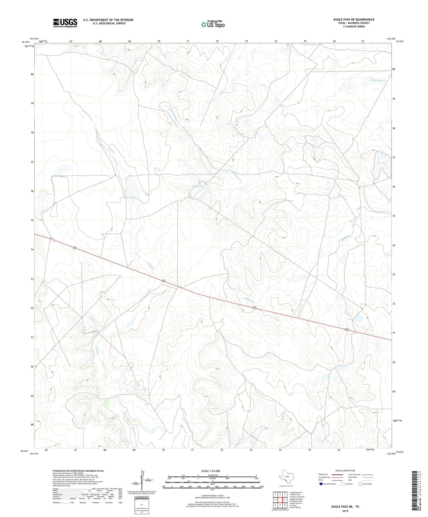 Eagle Pass NE Texas US Topo Map Image