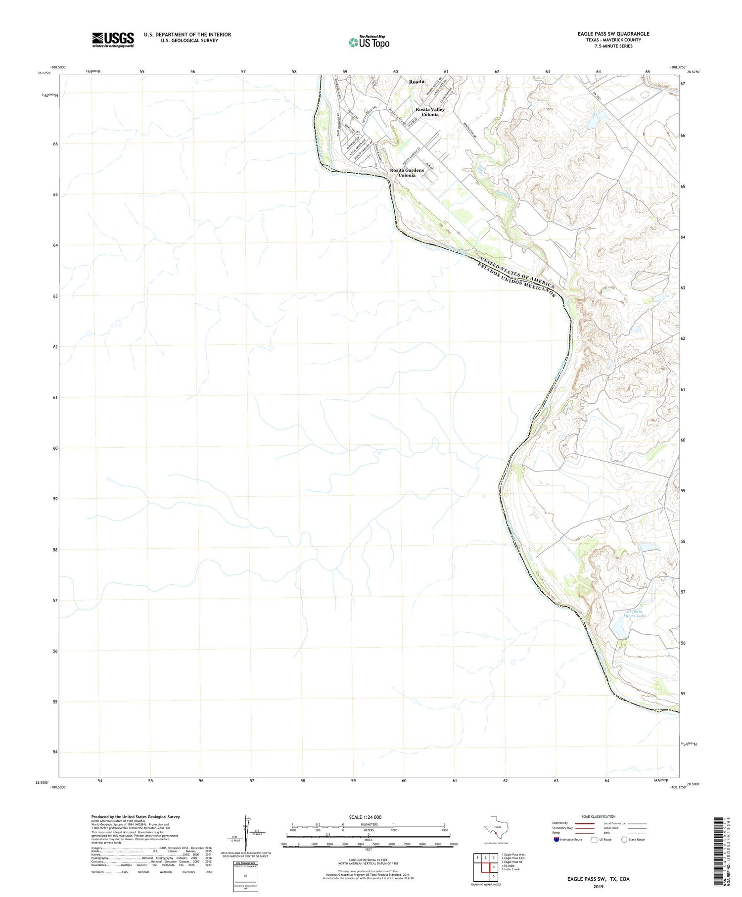 Eagle Pass SW Texas US Topo Map Image
