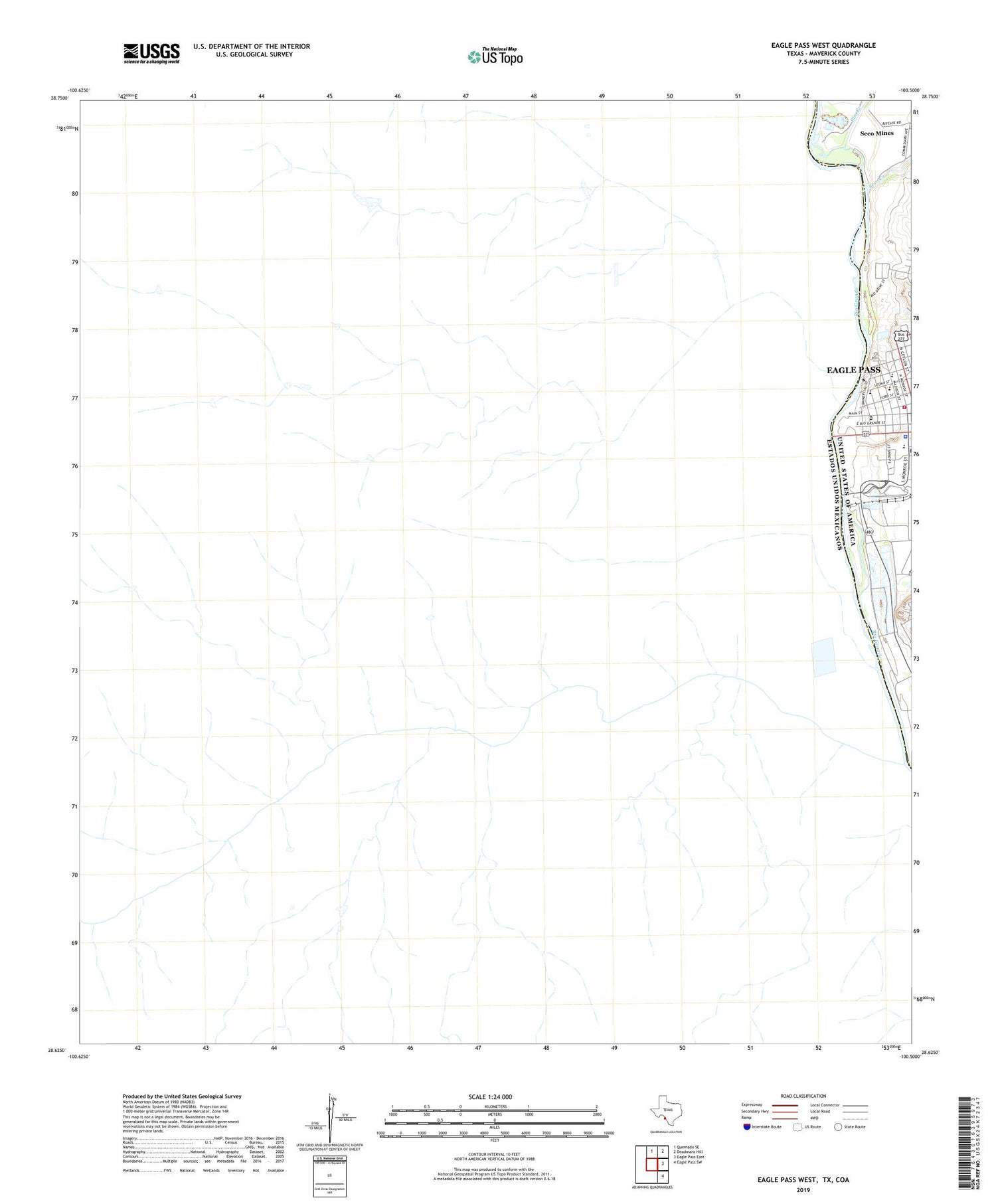 Eagle Pass West Texas US Topo Map Image