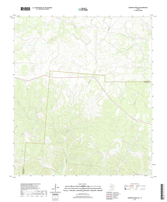 Earwood Creek SW Texas US Topo Map Image