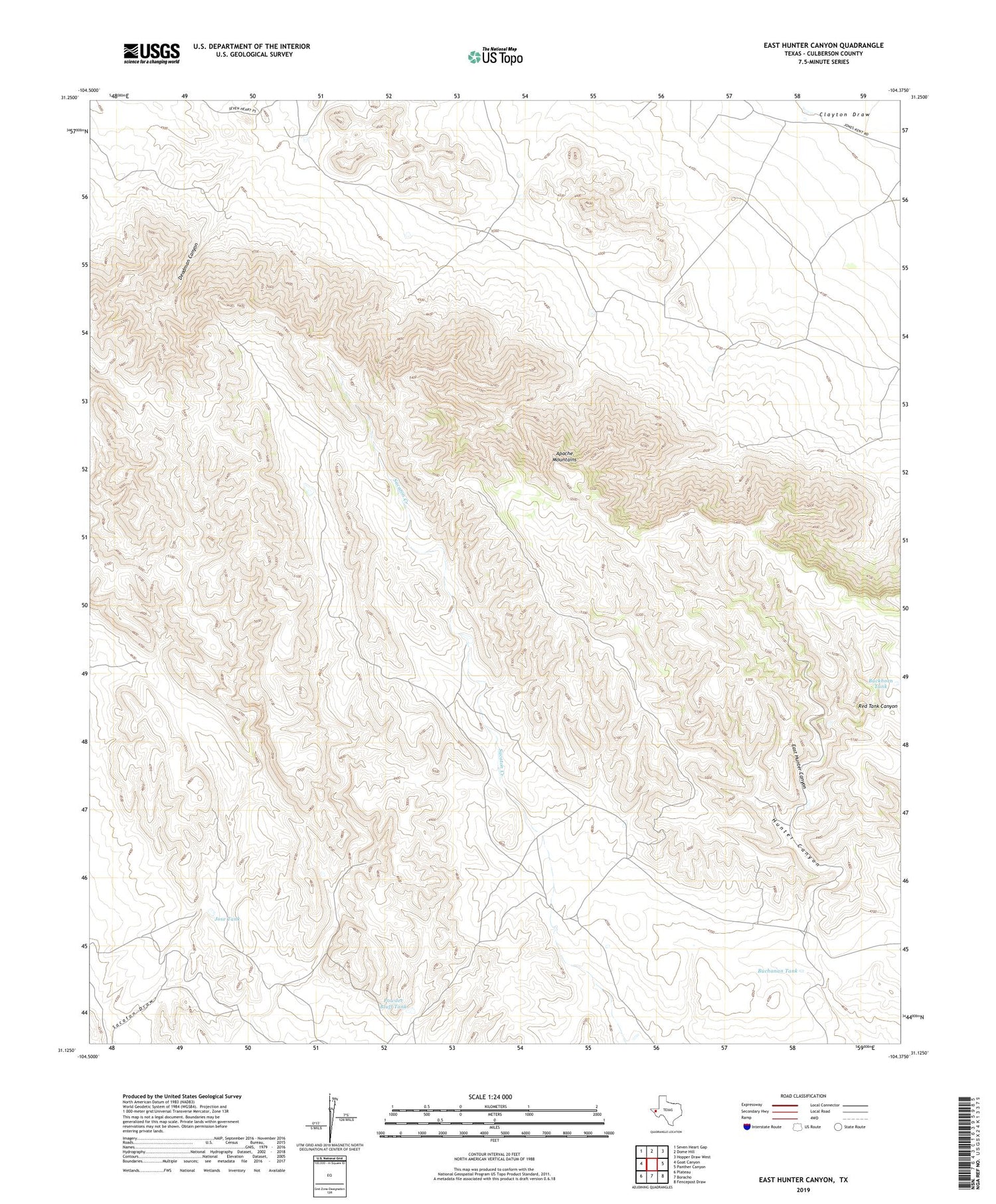 East Hunter Canyon Texas US Topo Map Image