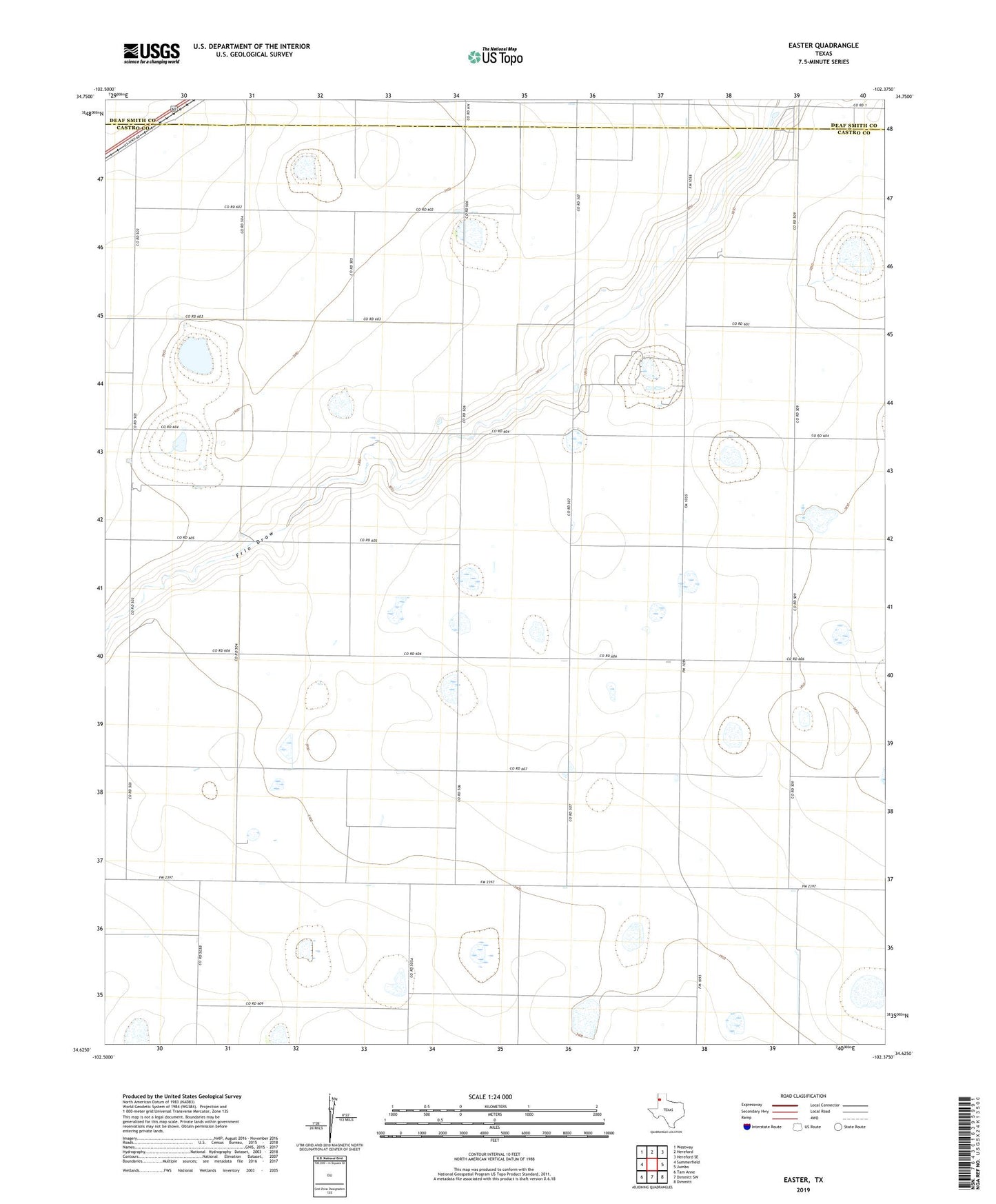 Easter Texas US Topo Map Image