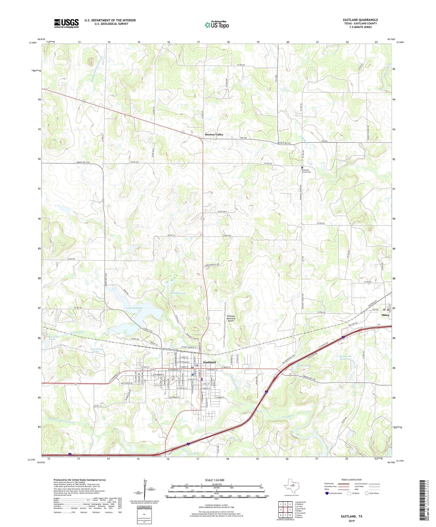 Eastland Texas US Topo Map Image
