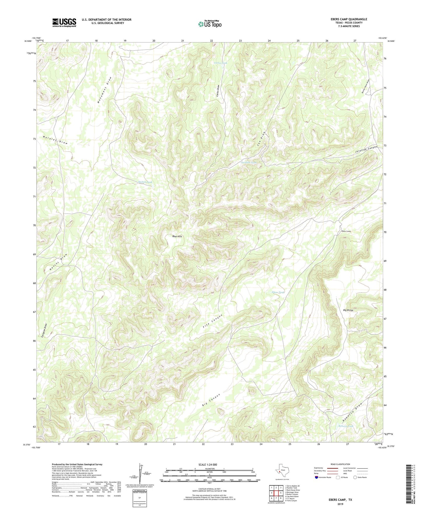 Ebers Camp Texas US Topo Map Image