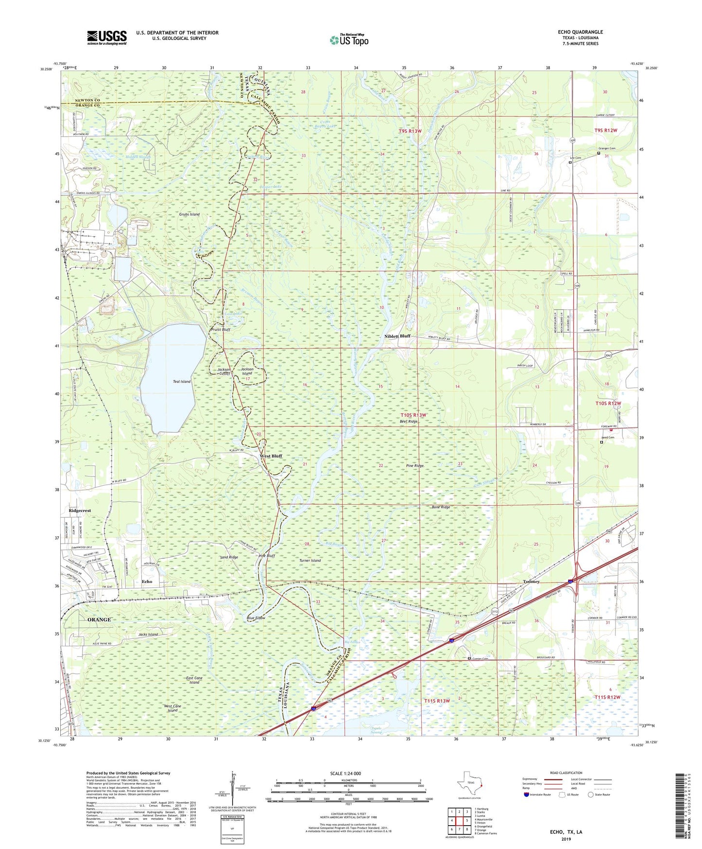 Echo Texas US Topo Map Image