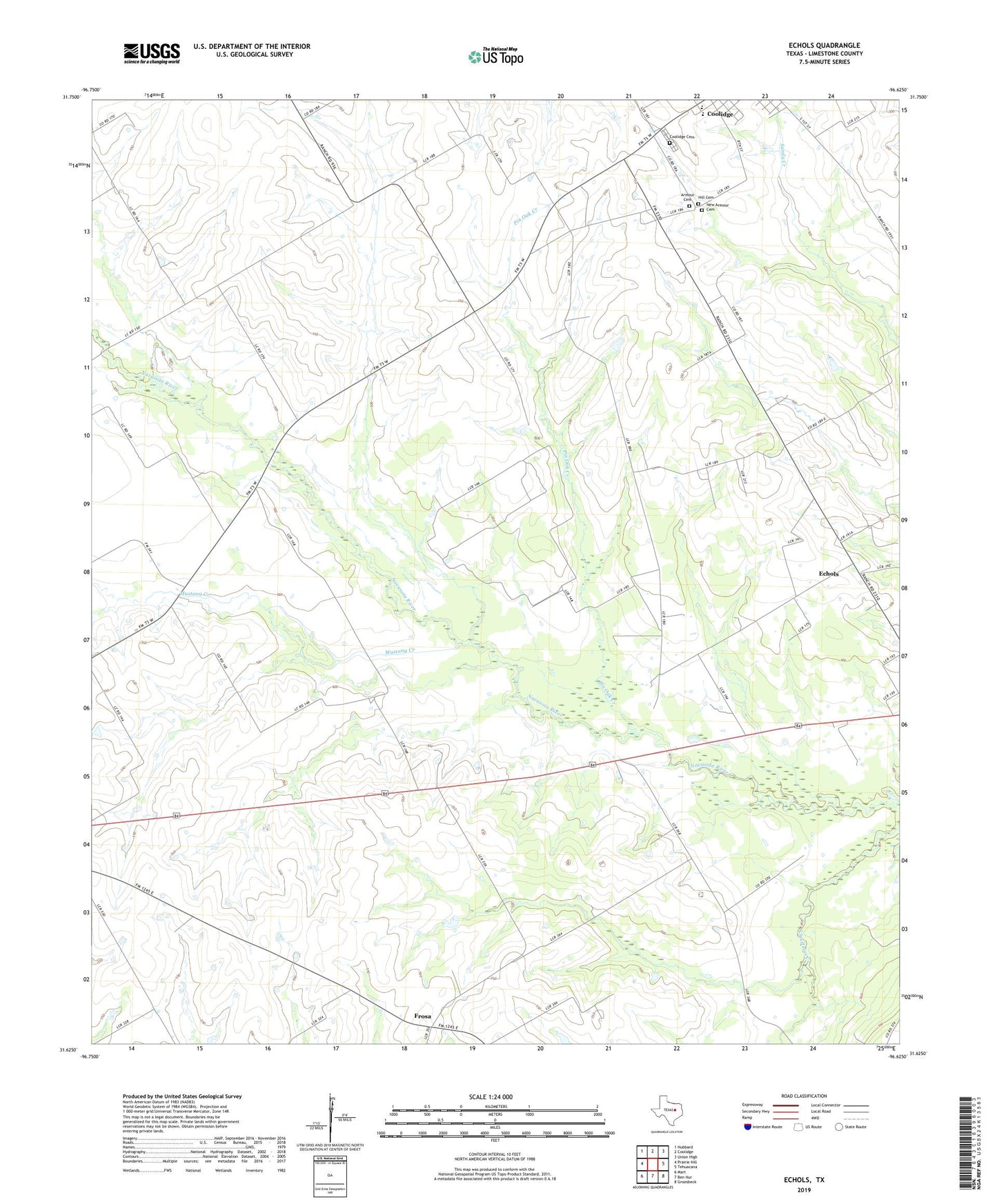 Echols Texas US Topo Map Image