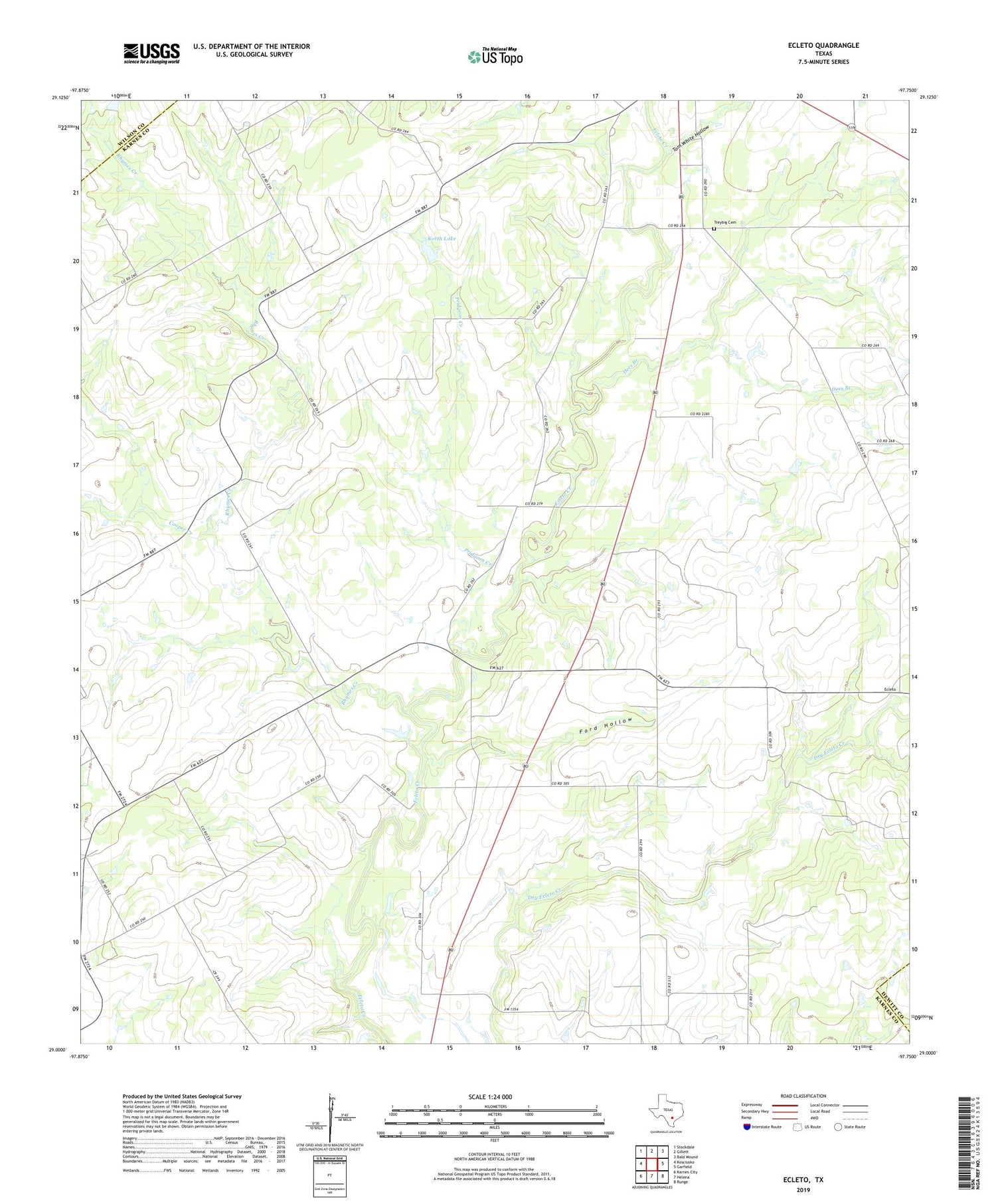 Ecleto Texas US Topo Map Image