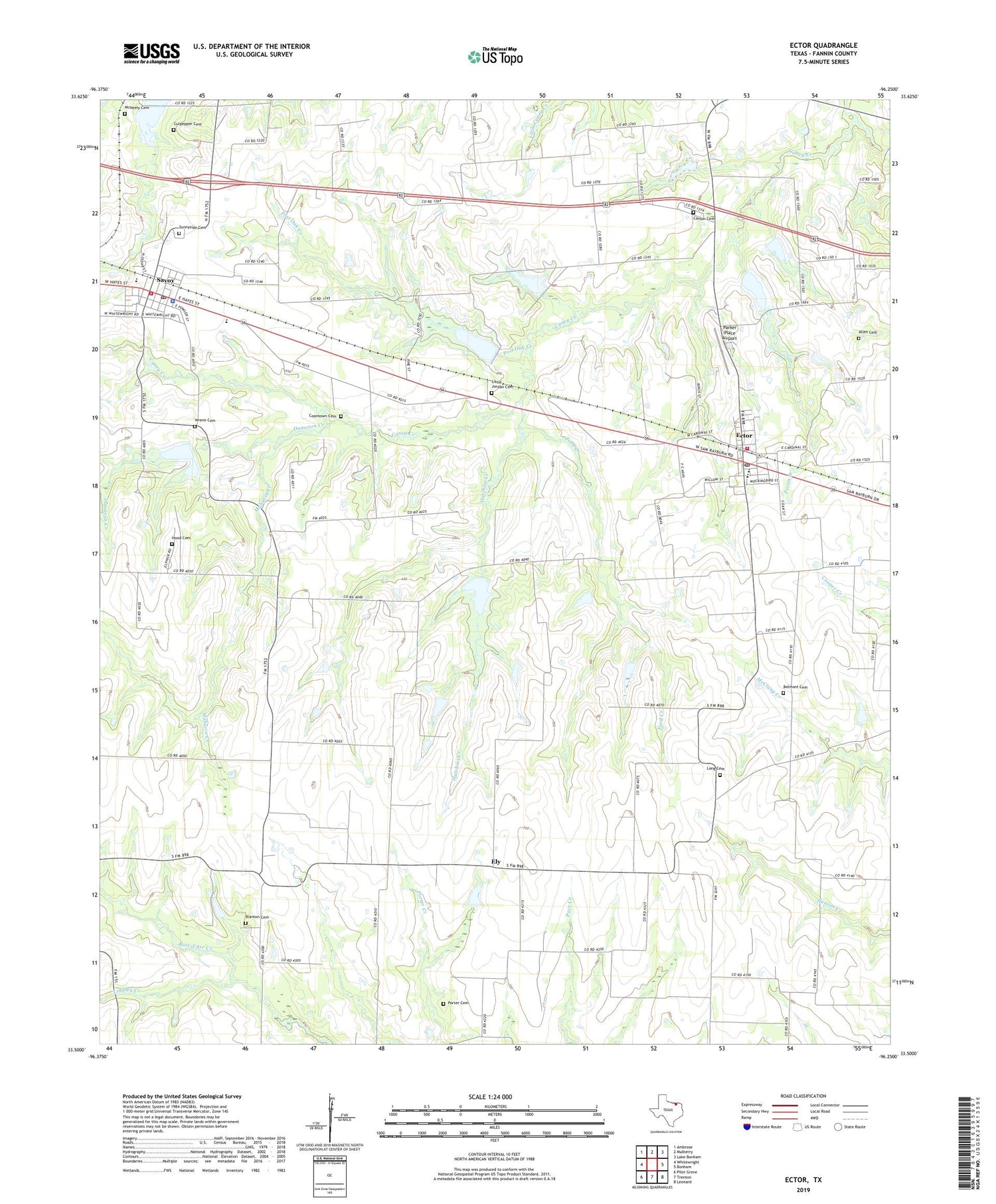 Ector Texas US Topo Map Image