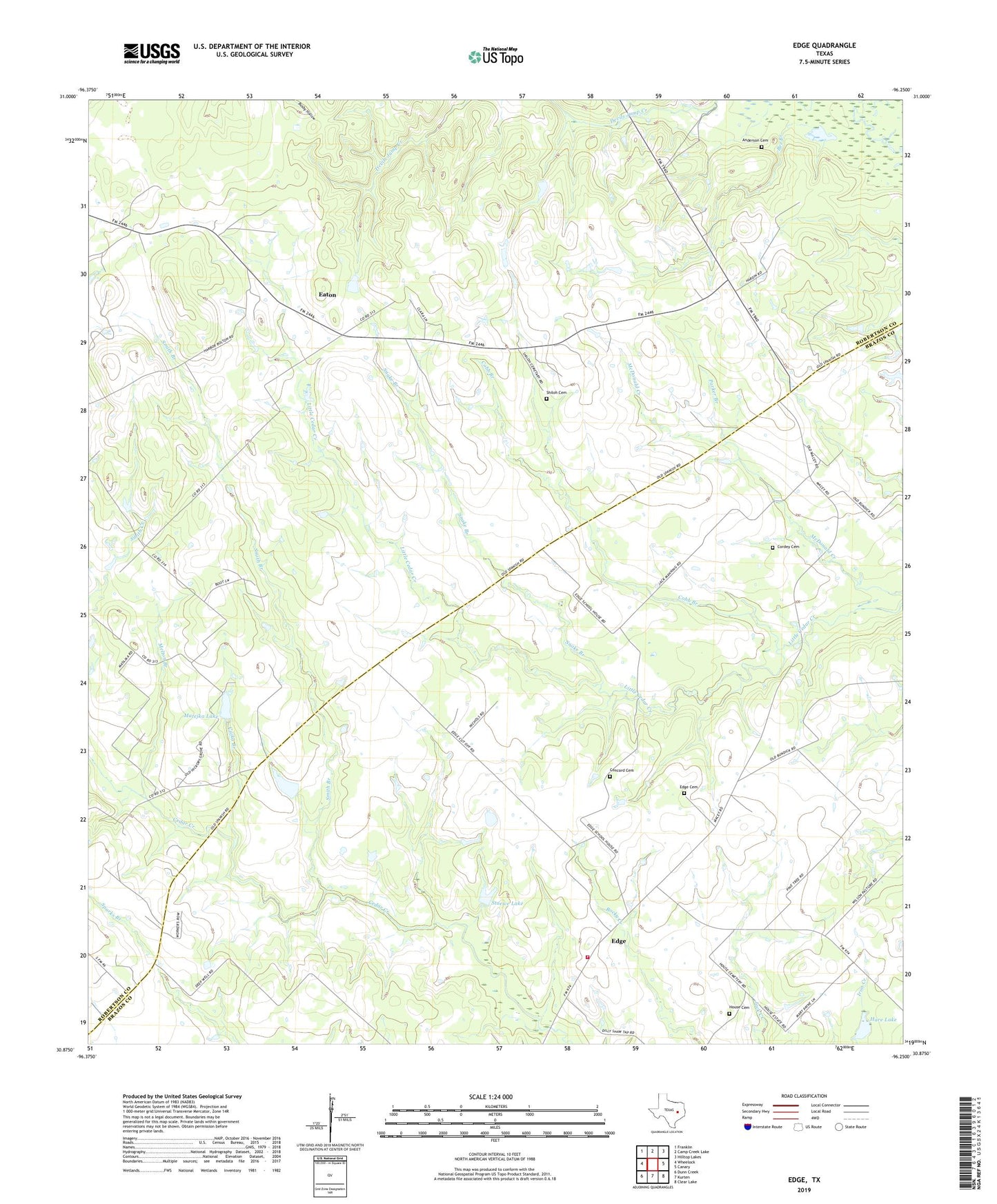Edge Texas US Topo Map Image