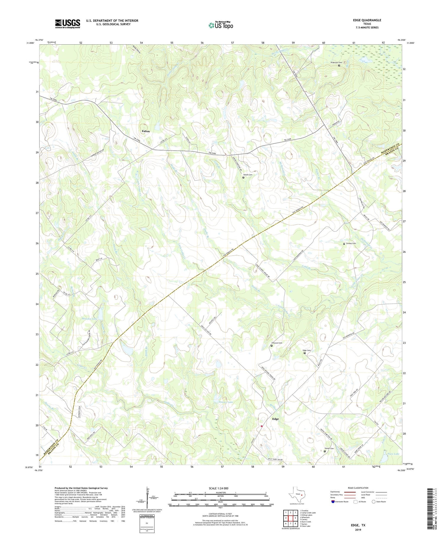 Edge Texas US Topo Map Image