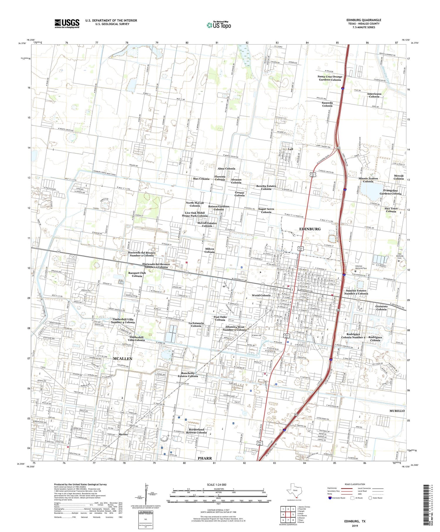 Edinburg Texas US Topo Map Image