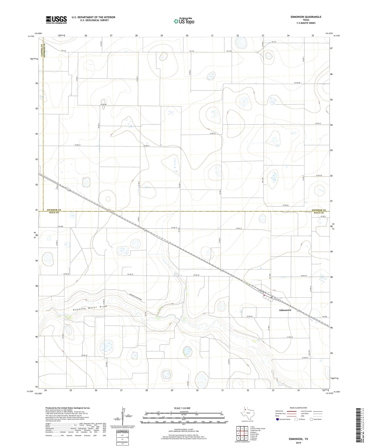 Edmonson Texas US Topo Map Image