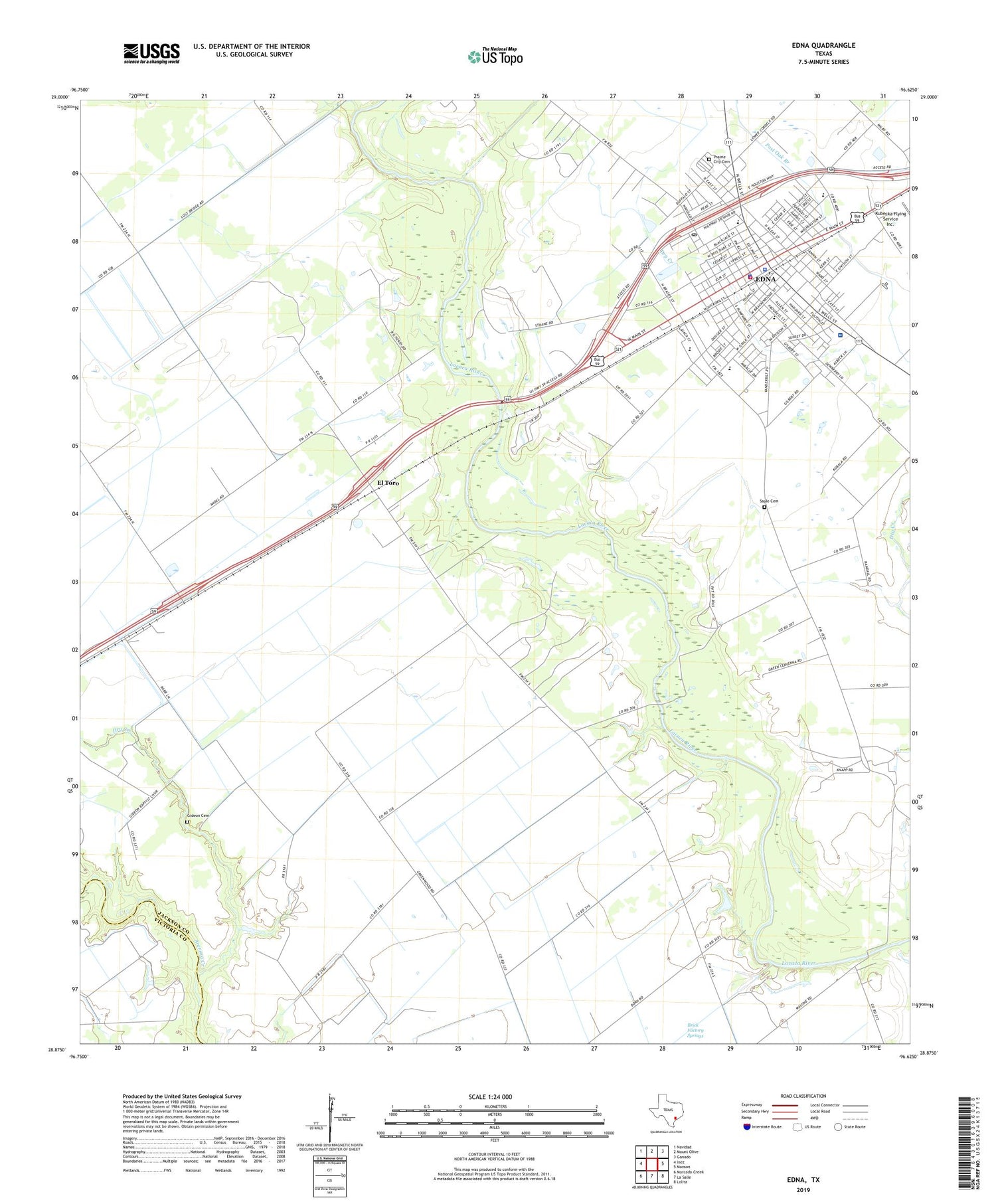 Edna Texas US Topo Map Image