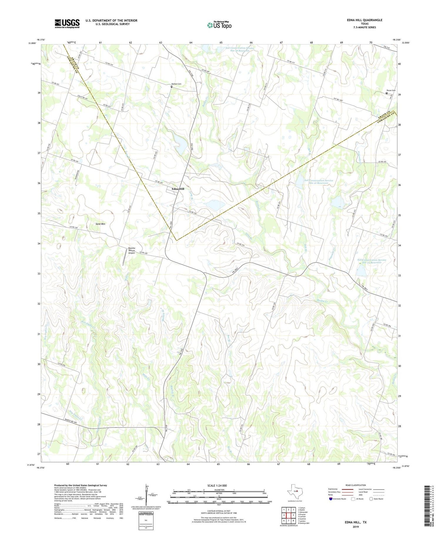 Edna Hill Texas US Topo Map Image